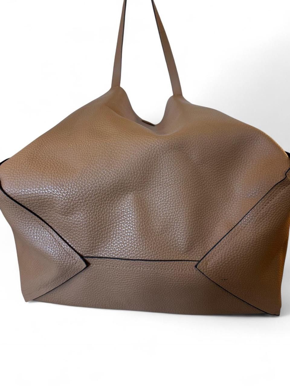 Other Reversible Brown Geometric / Tan PVC Tote – Magnetic Closure Size ONE SIZE - 6 Thumbnail