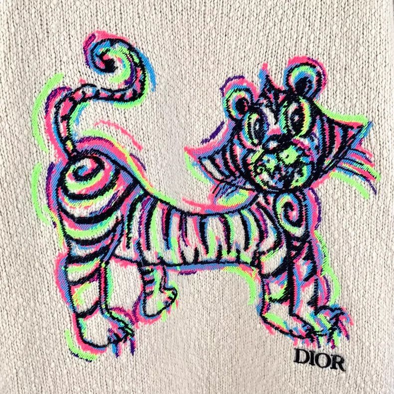 Dior Dior x Kenny Scharf Tiger Embroidered Sweater-2505 Size XL / US 12-14 / IT 48-50 - 4 Thumbnail