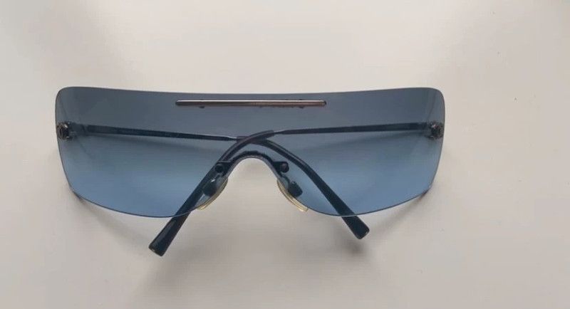 image of Chanel Sunglasses Rimless Mask Shield Ski Sport Vintage in Blue, Women's