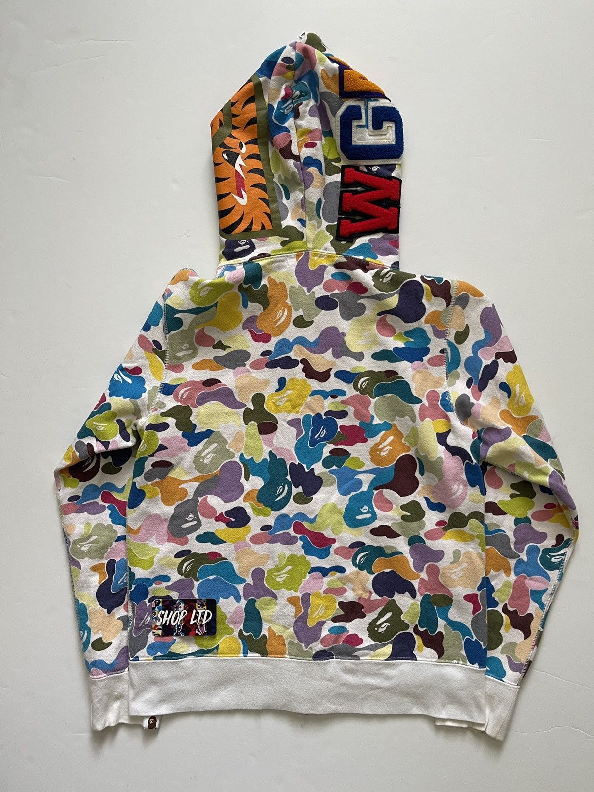 Bape multi camo shark hoodie best sale