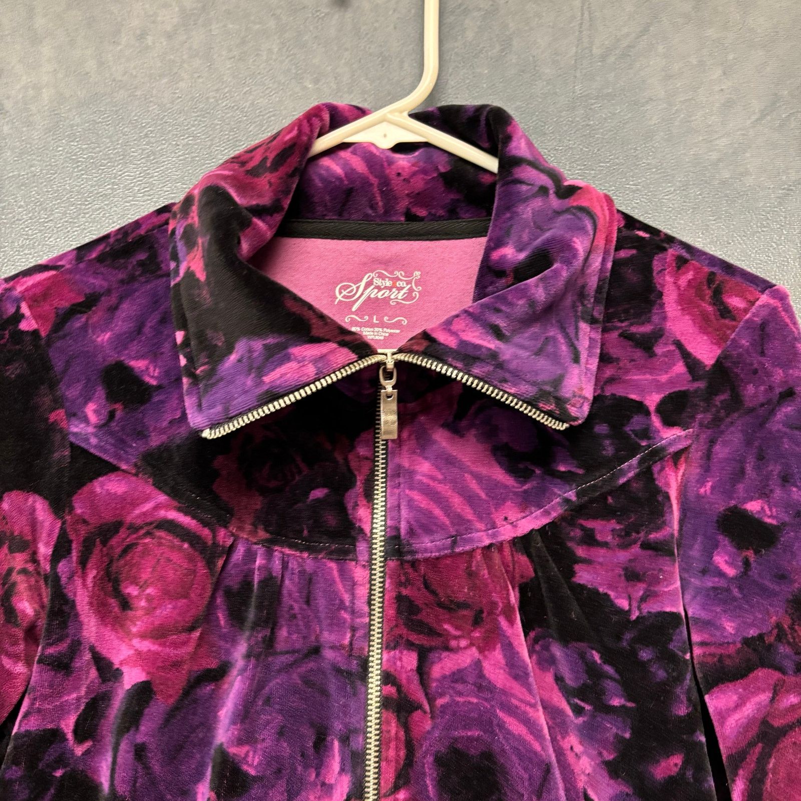Other Style Co Sport Velvet Jacket Zip Up Turtleneck Track Jacket Size L / US 10 / IT 46 - 8 Thumbnail