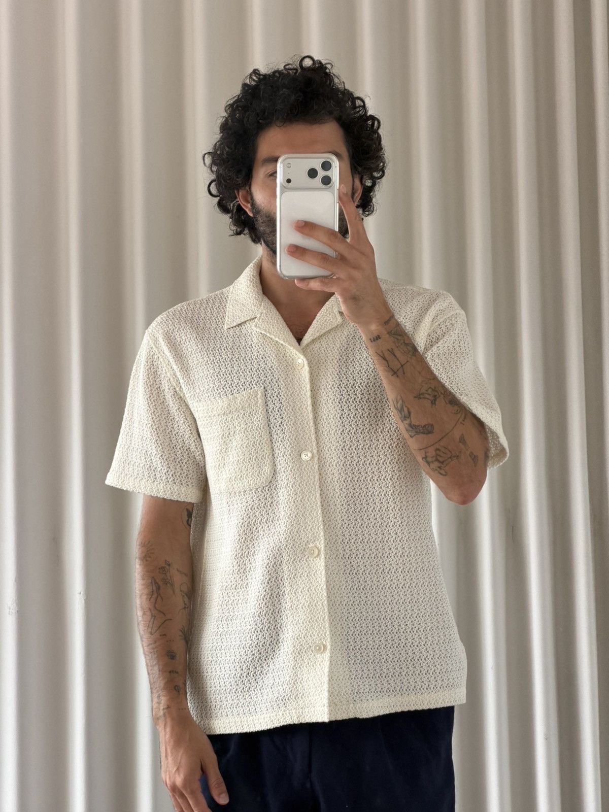 Frame Frame Cream Knit Short Sleeve Shirt Size US S / EU 44-46 / 1 - 3 Thumbnail