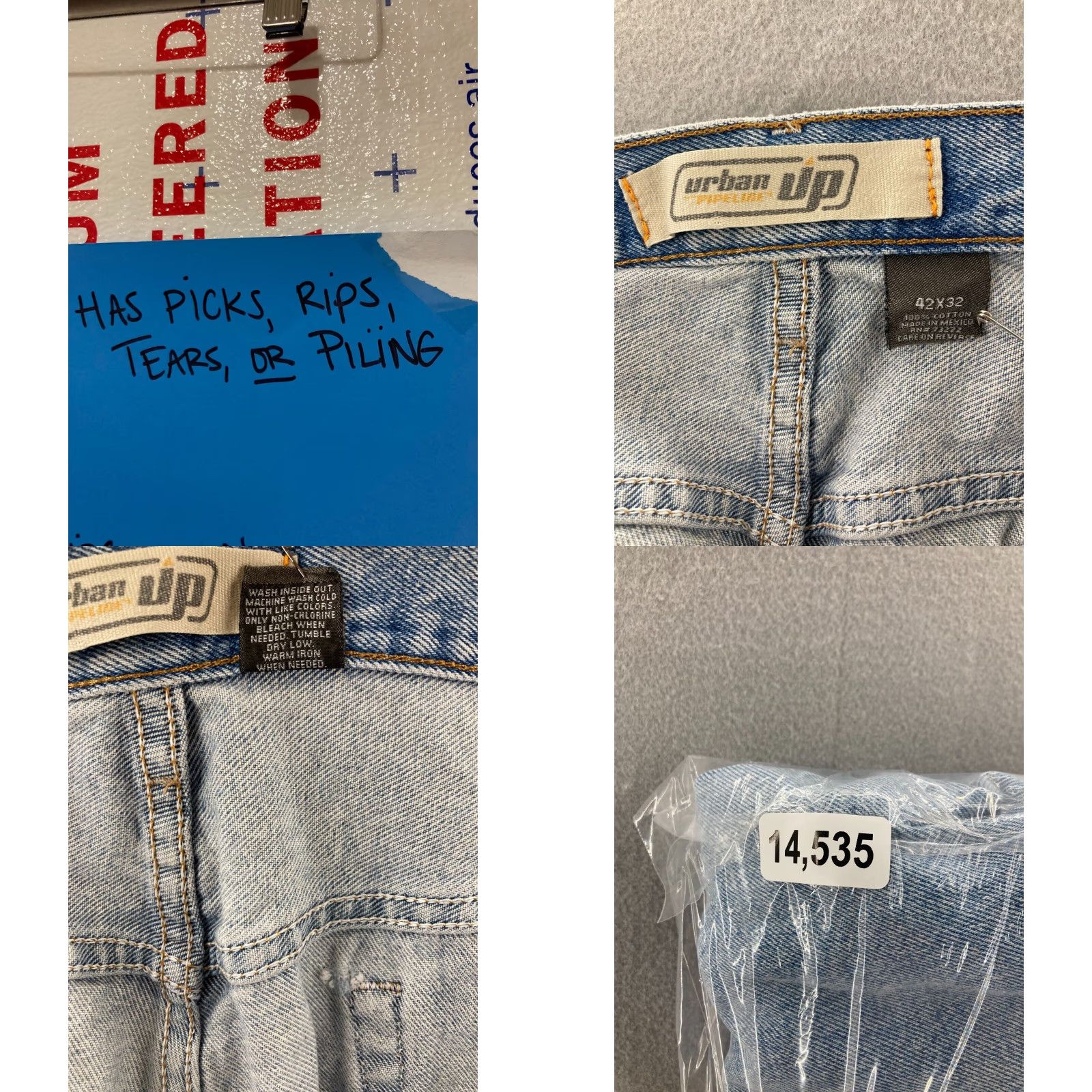 Vintage Urban Pipeline Jeans Regular Straight 42x32 Blue Denim 5-Pocket Mens Adults Stonewashed Light Size 42 Size US 42 / EU 58 - 8 Thumbnail