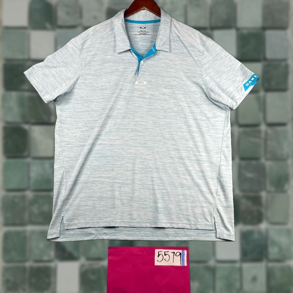 Oakley Oakley Performance Polo Shirt 2XL Blue Heather Solid Short Sleeve Collared Button Logo Lightweight Golf Men Polo Shirt Size US XXL / EU 58 / 5 - 1 Thumbnail