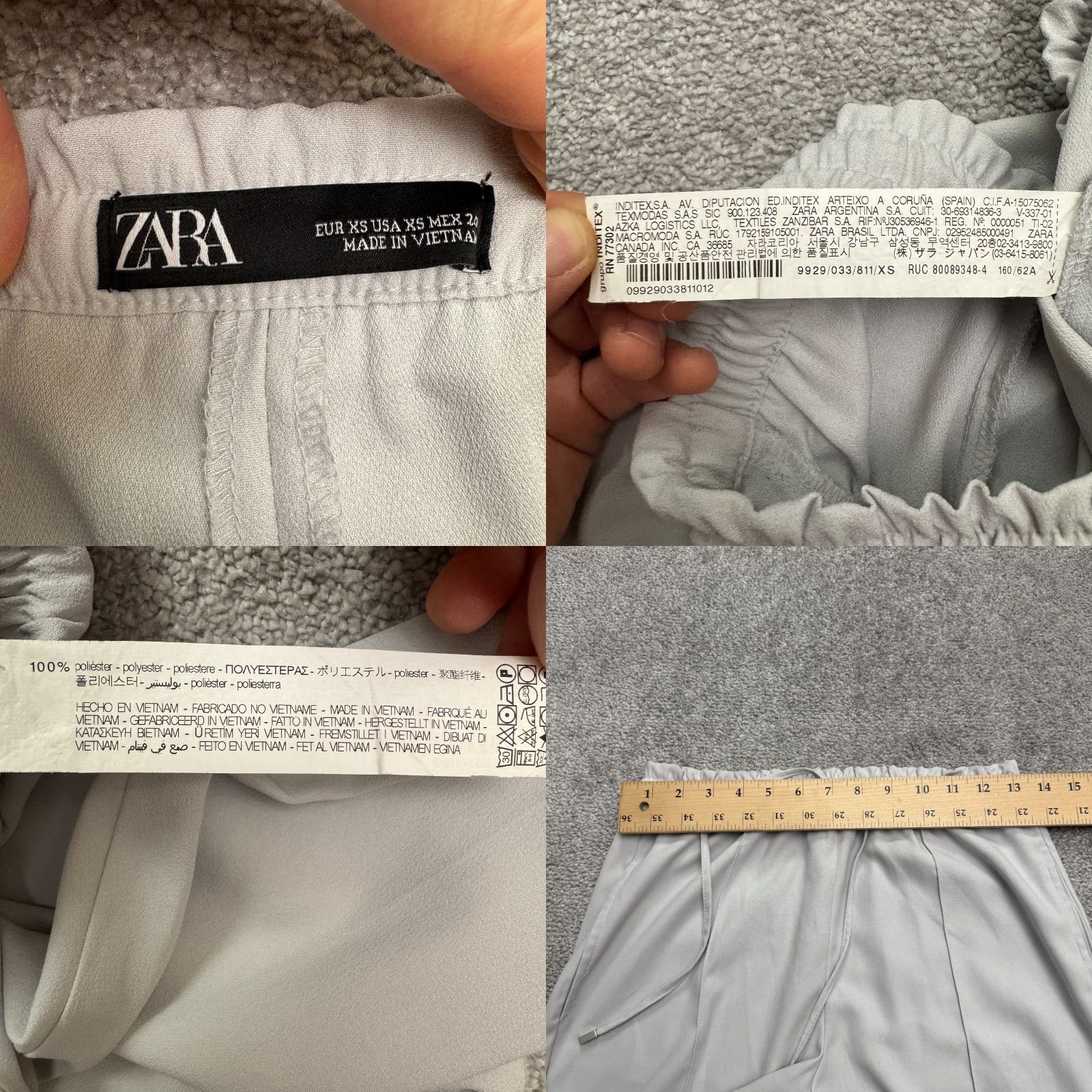 Zara Zara Womens Pants XS Gray Elastic Waist High Rise Ankle Straight Trousers 26x25 Size 26" / US 2 / IT 38 - 8 Thumbnail