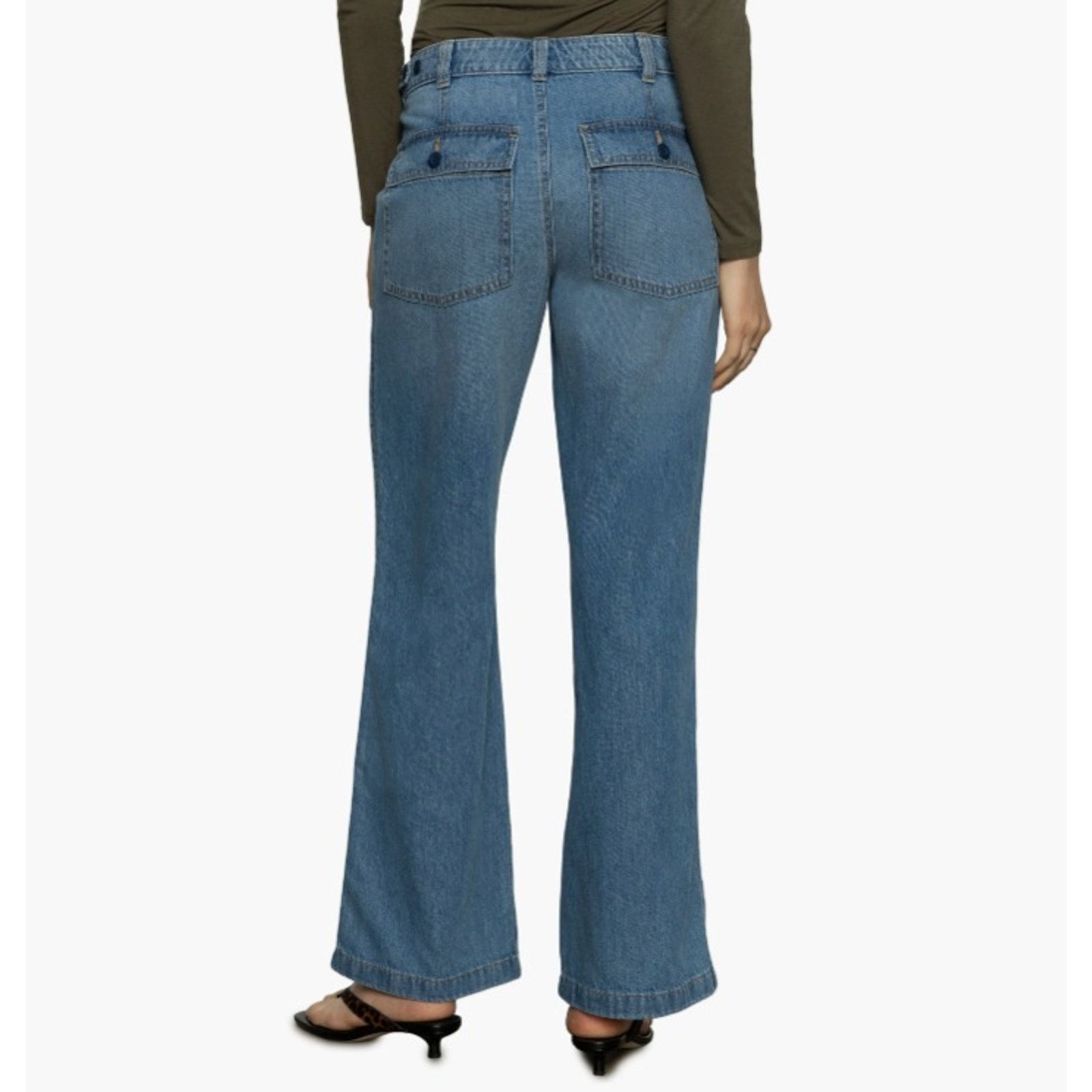 Sanctuary Sanctuary Women Blue Wide Leg Straight Jeans Size 33 Size 33" - 4 Thumbnail