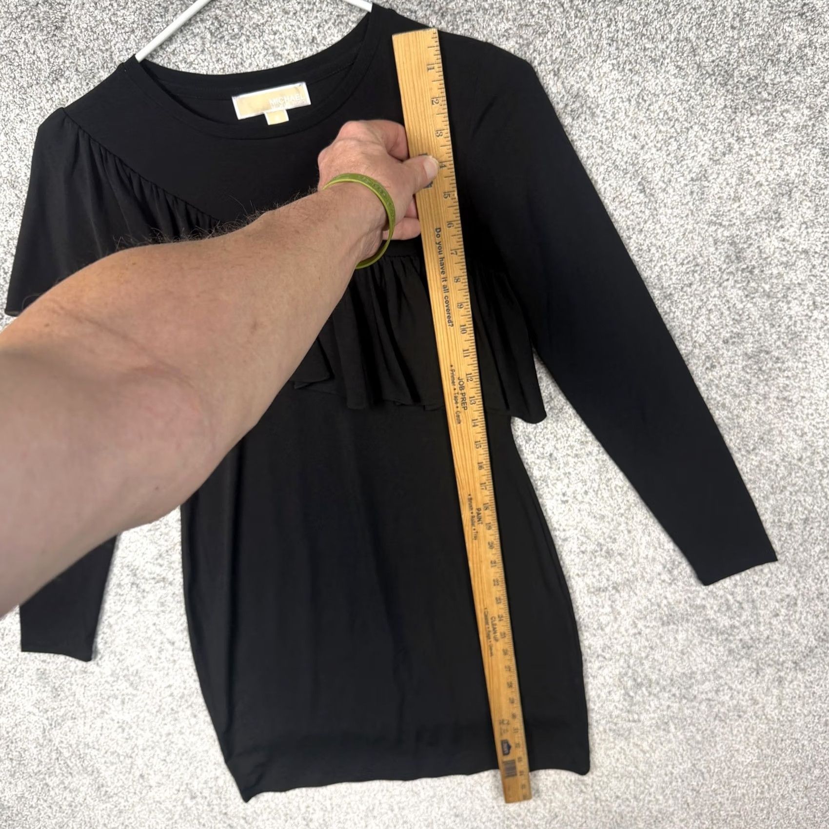 Michael Kors Michael Kors Dress S Black Crew Neck Long Sleeve Jersey Sheath Ruffle Mini LBD Workwear Cocktail Party Vintage No Size S / US 4 / IT 40 - 2 Thumbnail