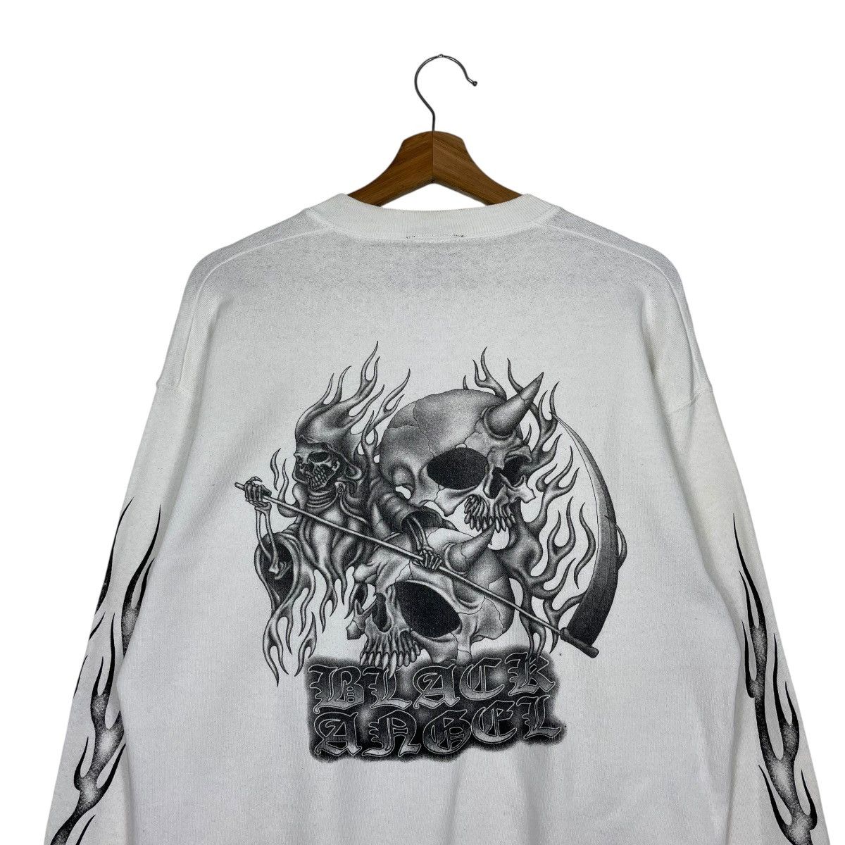 Other Vintage 90s Black Angel Evil Spirit Skull Sweatshirt Size US M / EU 48-50 / 2 - 2 Thumbnail