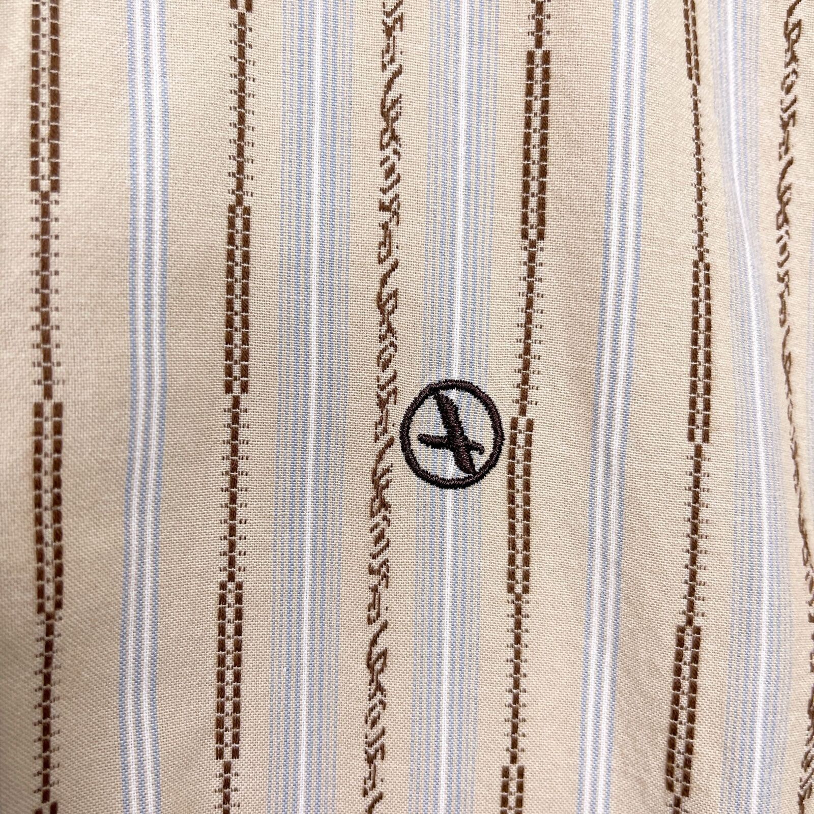 Aigle AIGLE Embroidered Striped Button Front Shirt Beige Mens L Size US L / EU 52-54 / 3 - 3 Thumbnail