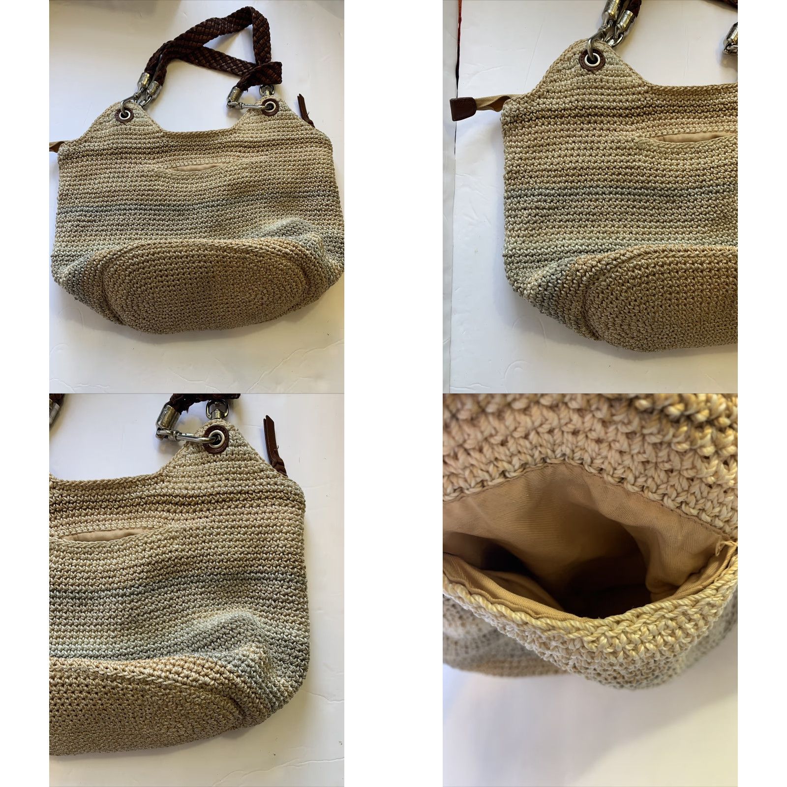 The Sak The Sak Shoulder Bag Crochet Indigo Leather Strap Medium Brown Size ONE SIZE - 8 Thumbnail
