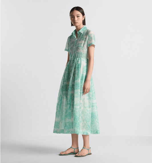 Dior o1w1db10925 441R81 Mid-Length Shirtdress in White/Aquamarina Size S / US 4 / IT 40 - 4 Thumbnail