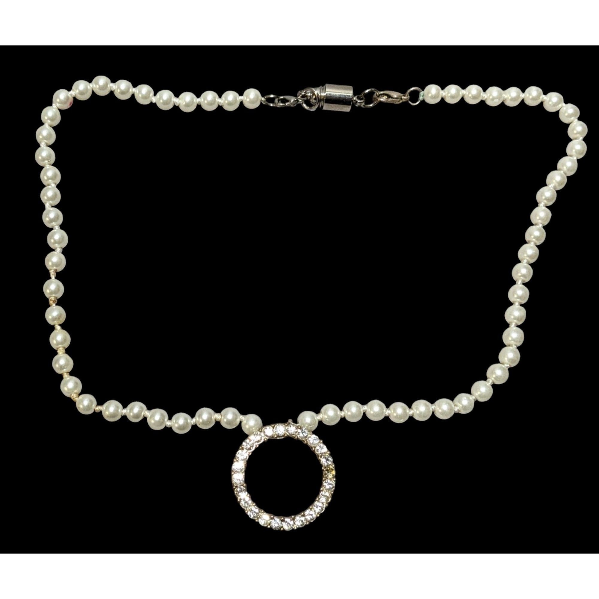 Other Elegant Glam Pearl Rhinestone Open Pendant Necklace Size ONE SIZE - 1 Thumbnail
