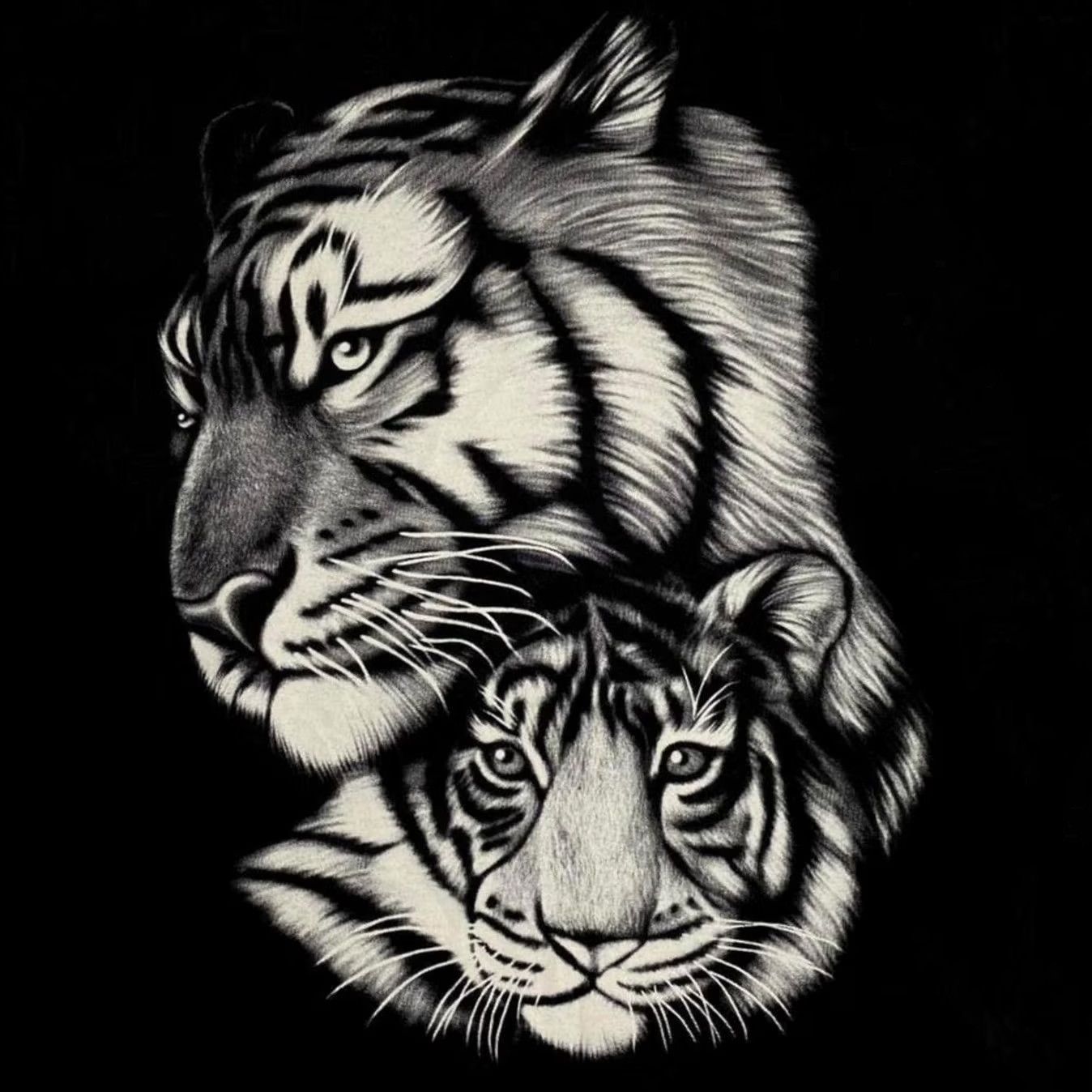 Vintage VINTAGE Cross Keys Tiger Animal Nature Wildlife Graphic T-Shirt Black XL Men Short Sleeve Round Neck Graphic Print Front Back 90s Mens Size US XL / EU 56 / 4 - 4 Thumbnail