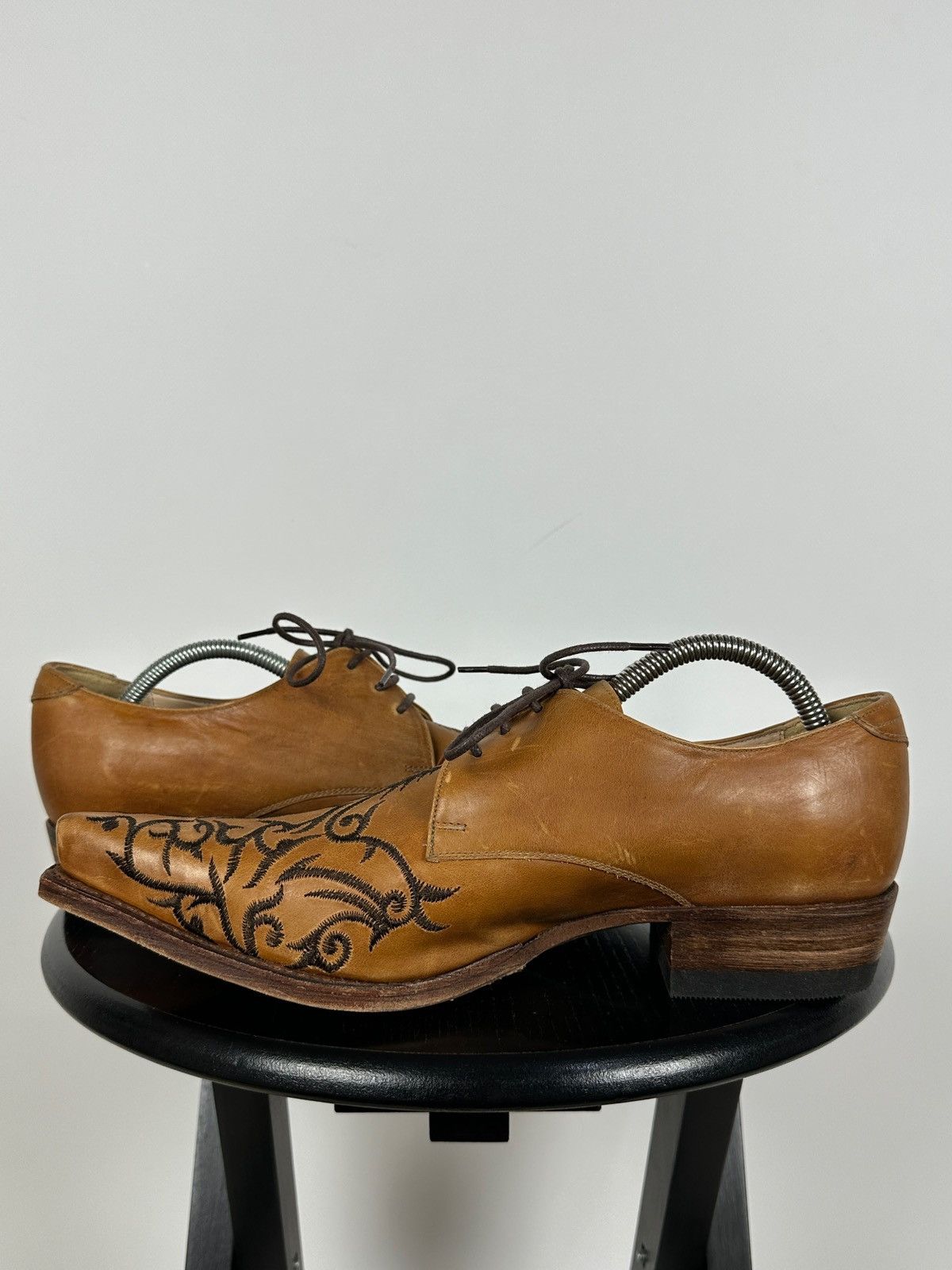 Sendra 7650 Sendra Brown Leather Embroidered Western Derby Shoes Size US 7 / EU 40 - 9 Thumbnail
