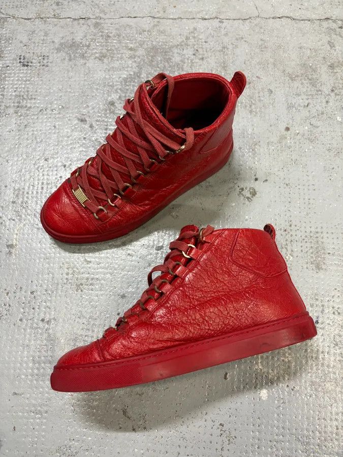 Balenciaga Balenciaga Arena Red High Leather Sneakers Size US 6 / IT 36 - 4 Thumbnail