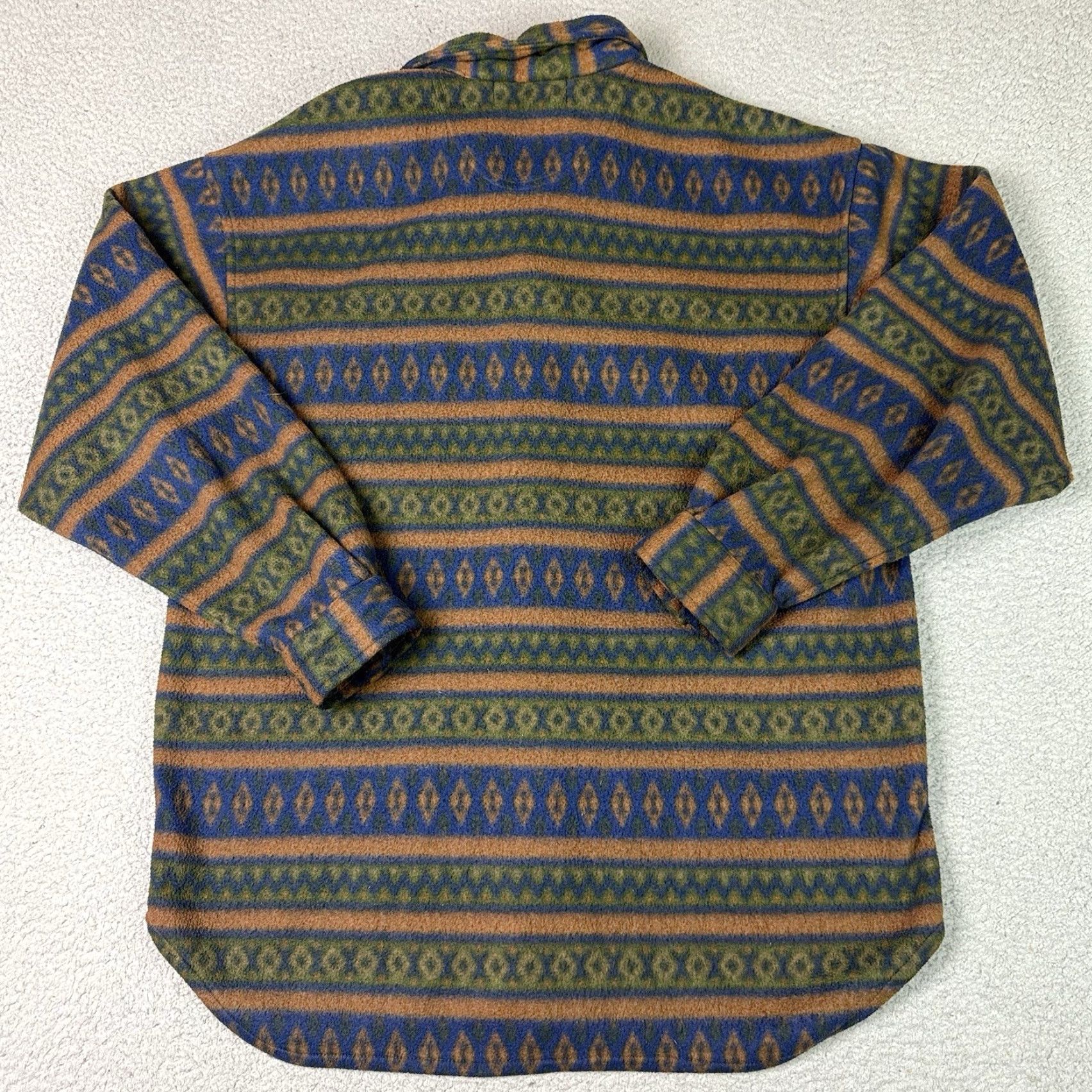 Anchor Blue VINTAGE Anchor Blue Shirt Mens L Green Geometric Fleece 90s Hipster Grunge Aztec Button Long Sleeve Size US L / EU 52-54 / 3 - 4 Thumbnail