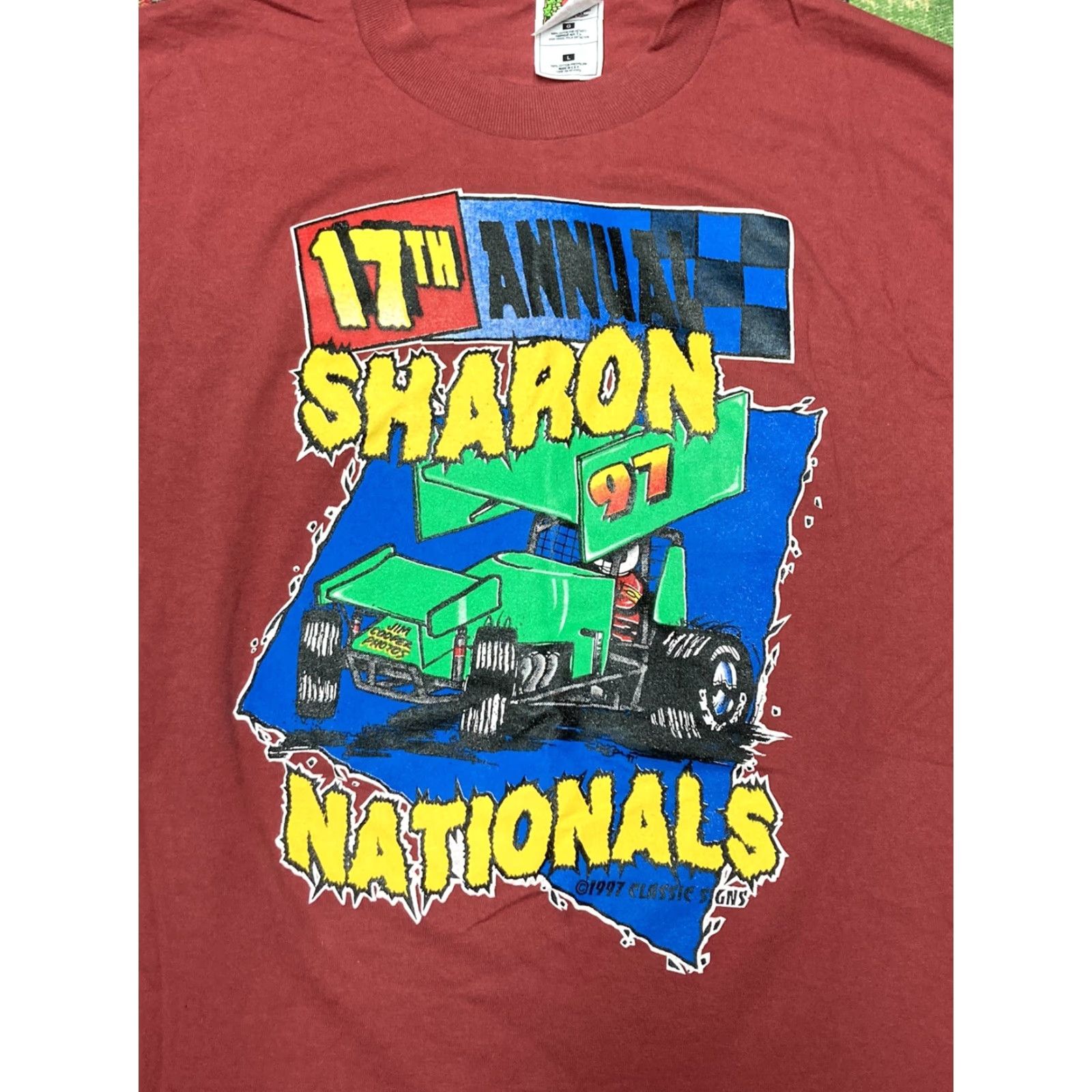 Vintage VINTAGE dirt racing shirt track race 1997 Sharon Nationals Jim Cooper NOS Large T-Shirt Mens L Red Size US L / EU 52-54 / 3 - 2 Thumbnail