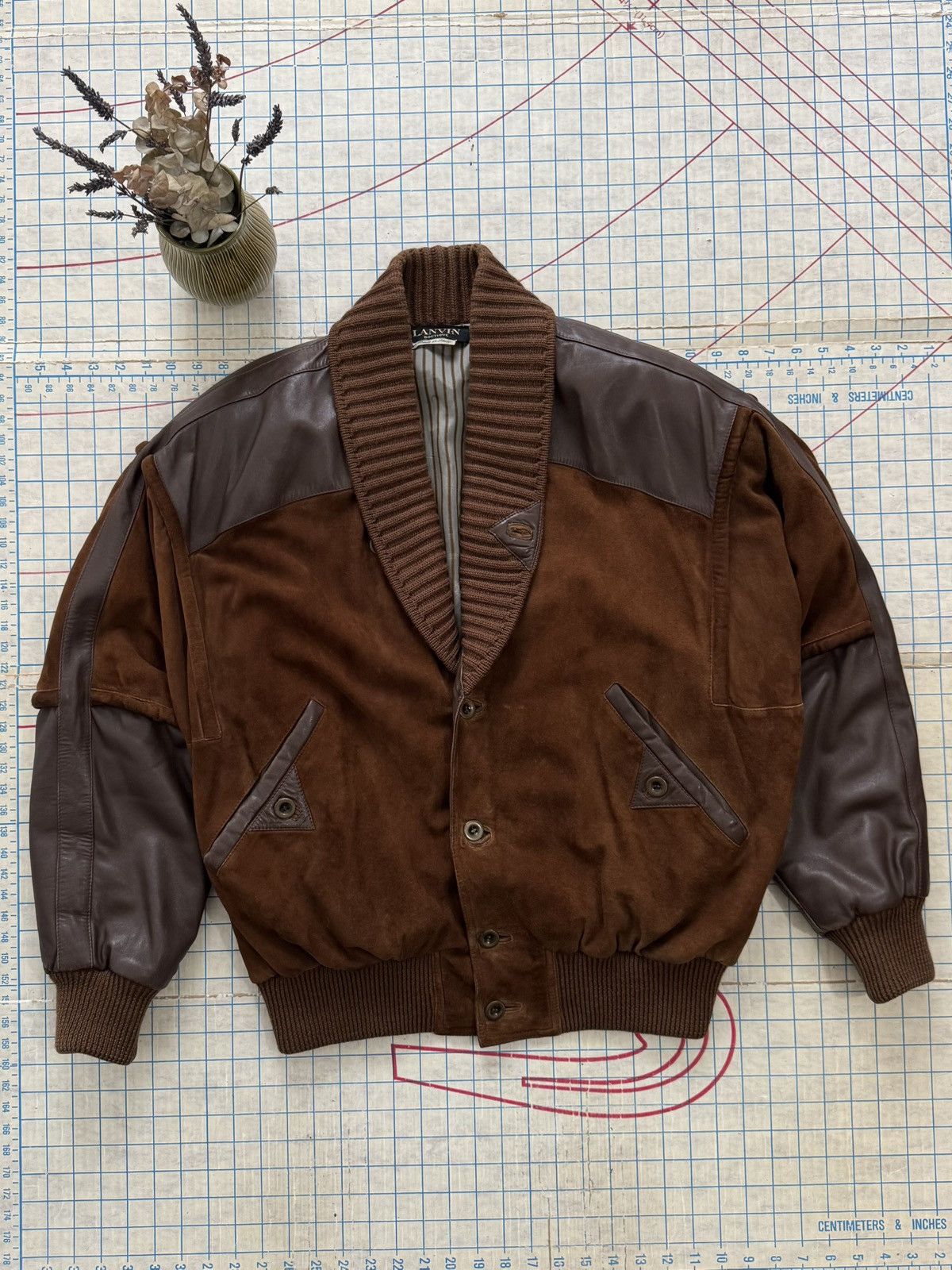 Designer × Lanvin × Vintage Vintage Lanvin Boutique Ovine Leather Shawl Collar Cardigan Size US XL / EU 56 / 4 - 1 Thumbnail