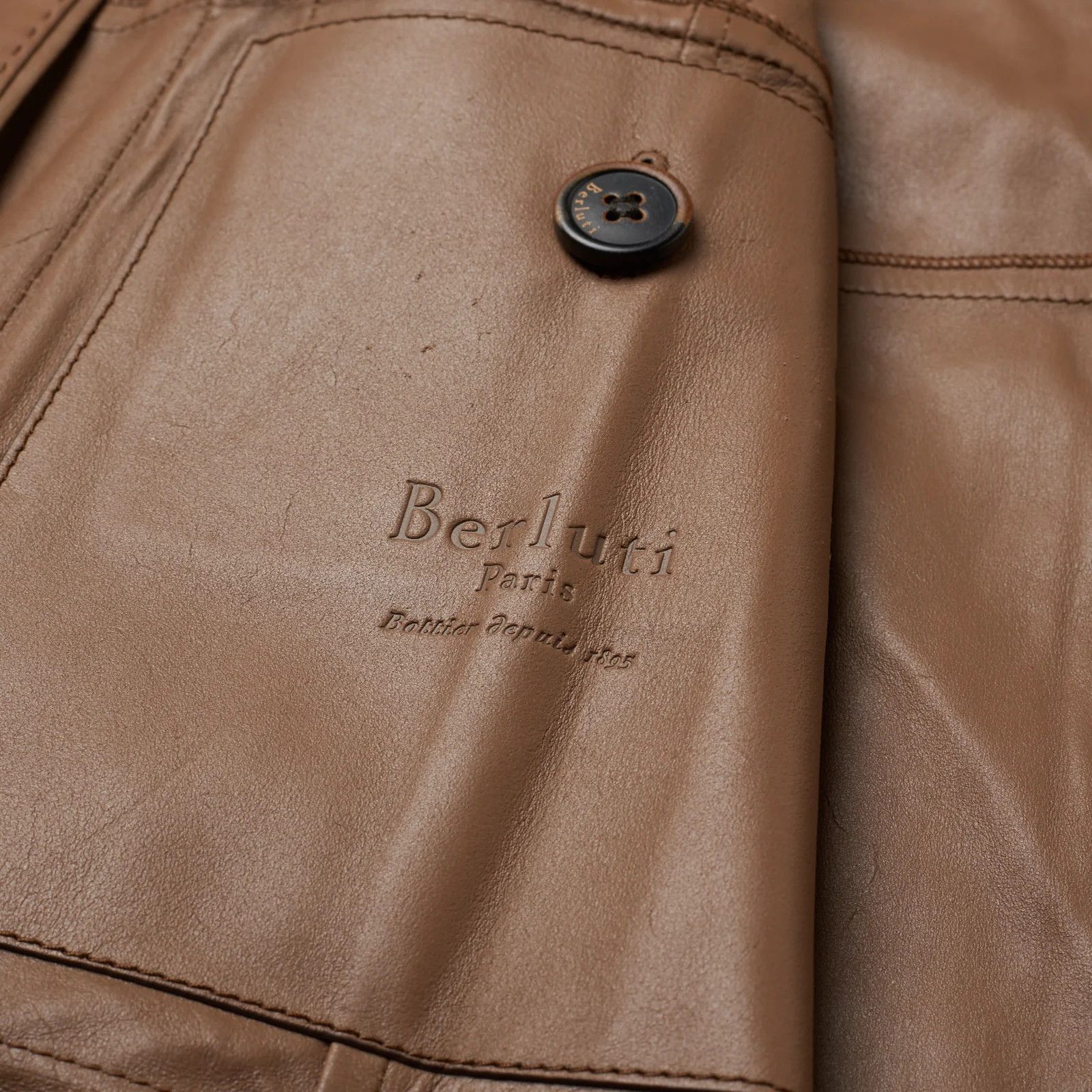 Berluti BERLUTI Paris Light Brown Calfskin Leather Unlined Jacket Size US M / EU 48-50 / 2 - 6 Thumbnail