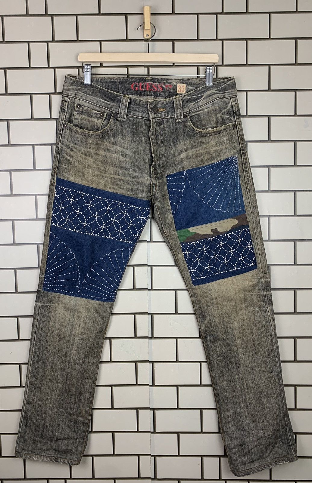 Guess Vintage Guess Custom Patchwork Distressed Denim Pants Size US 35 - 1 Thumbnail