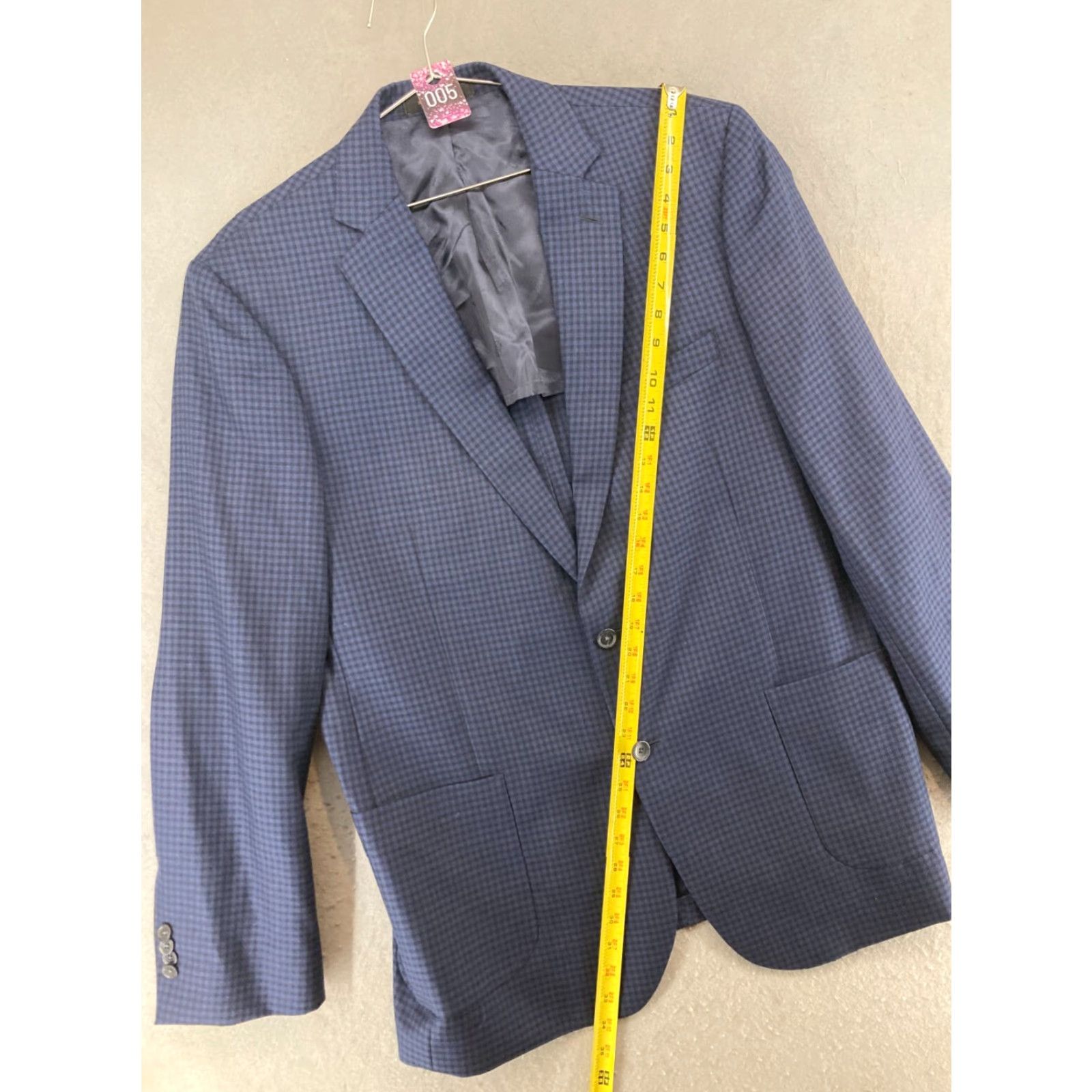 Jos. A. Bank Jos. A. Bank Classic Suit Jacket 44L Blue Check Wool Blend Two-Button Long Sleeve Mens Size 44R - 5 Thumbnail