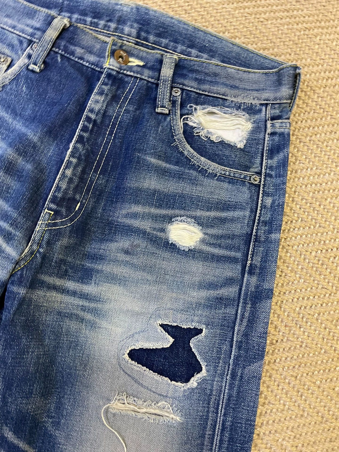 Neighborhood NEIGHBORHOOD 06 KNEEL Distressed Patched Cut Oiled Denim S Size US 29 - 4 Thumbnail