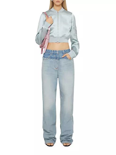 Givenchy o1srvl11e0724 Oversized Jeans In Mixed Denim in Pale Blue Size 28" / US 6 / IT 42 - 2 Thumbnail