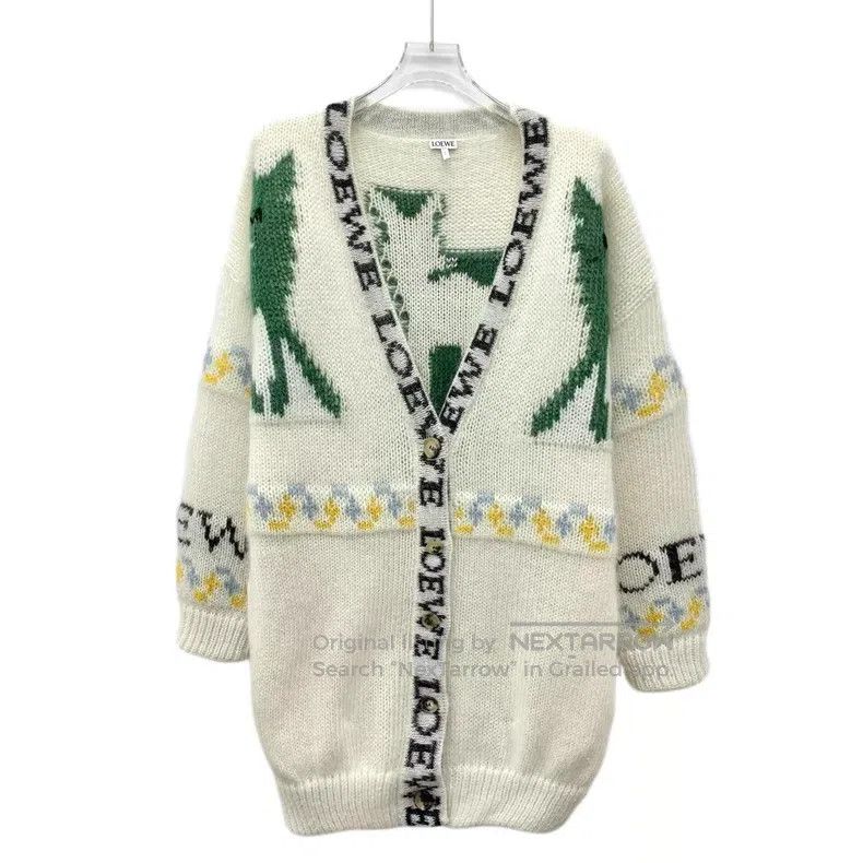 Loewe Loewe Beige logo deer floral mohair V-neck single-breasted Size XS / US 0-2 / IT 36-38 - 1 Thumbnail