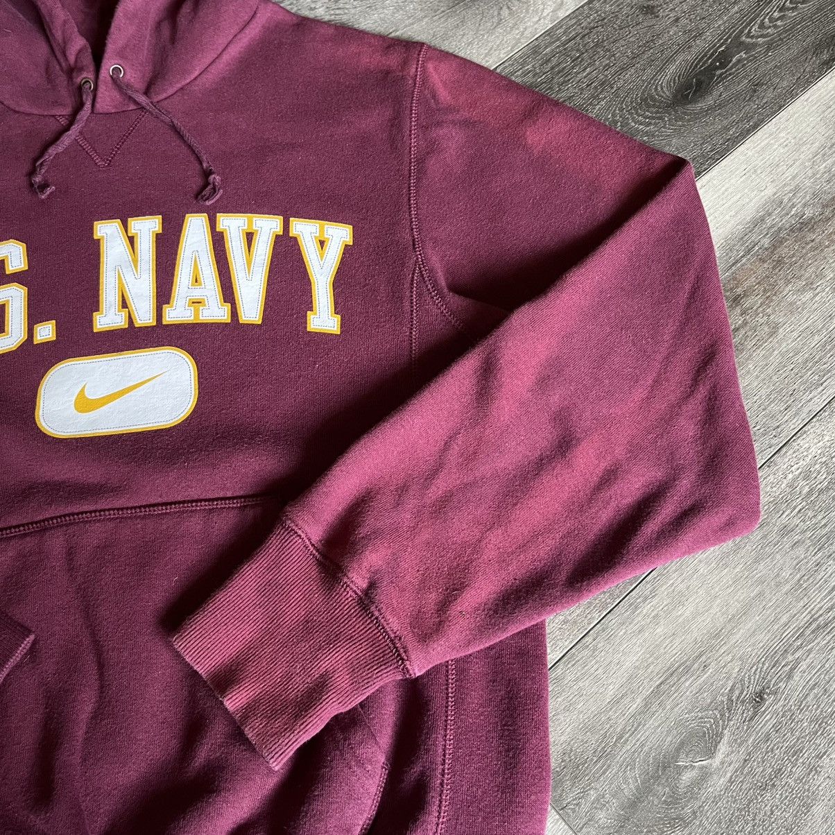 Nike × Vintage Vintage 2000s Nike U.S. Navy Center Swoosh Logo Hoodie Red Size US S / EU 44-46 / 1 - 6 Thumbnail