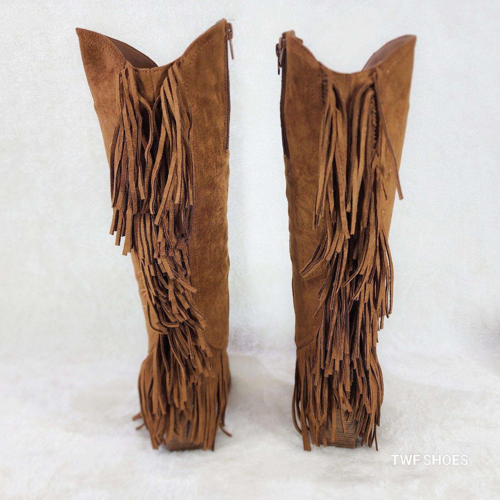 Other Dusty Roads Whiskey Brown Back Fringe Cowboy Western Cowgirl Size US 10 / IT 40 - 4 Thumbnail