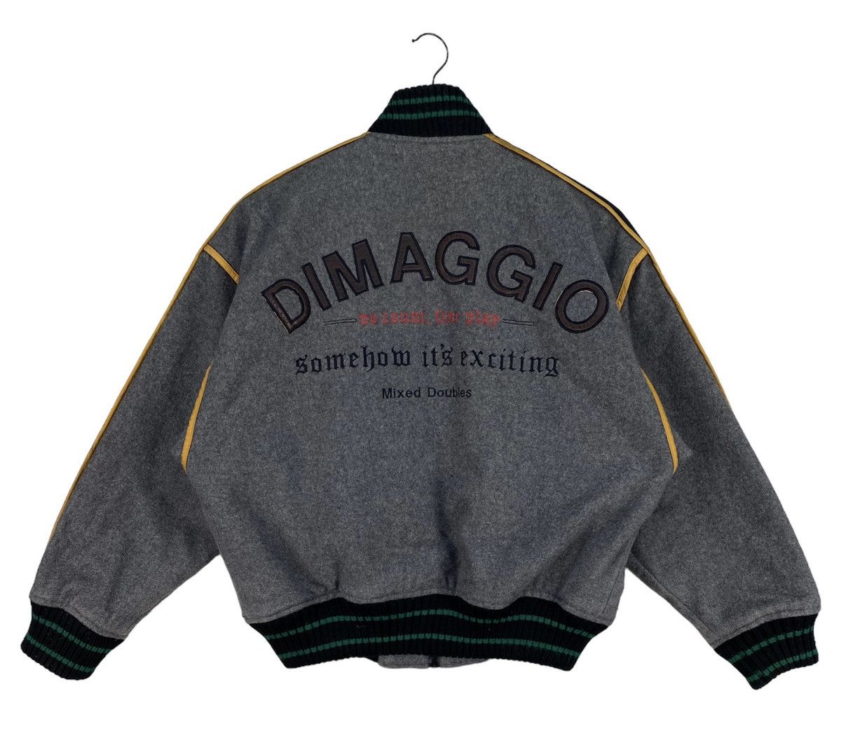image of Oldvarsitystadium x Varsity Jacket Vintage Di Maggio Varsity Jacket in Grey, Men's (Size Medium)