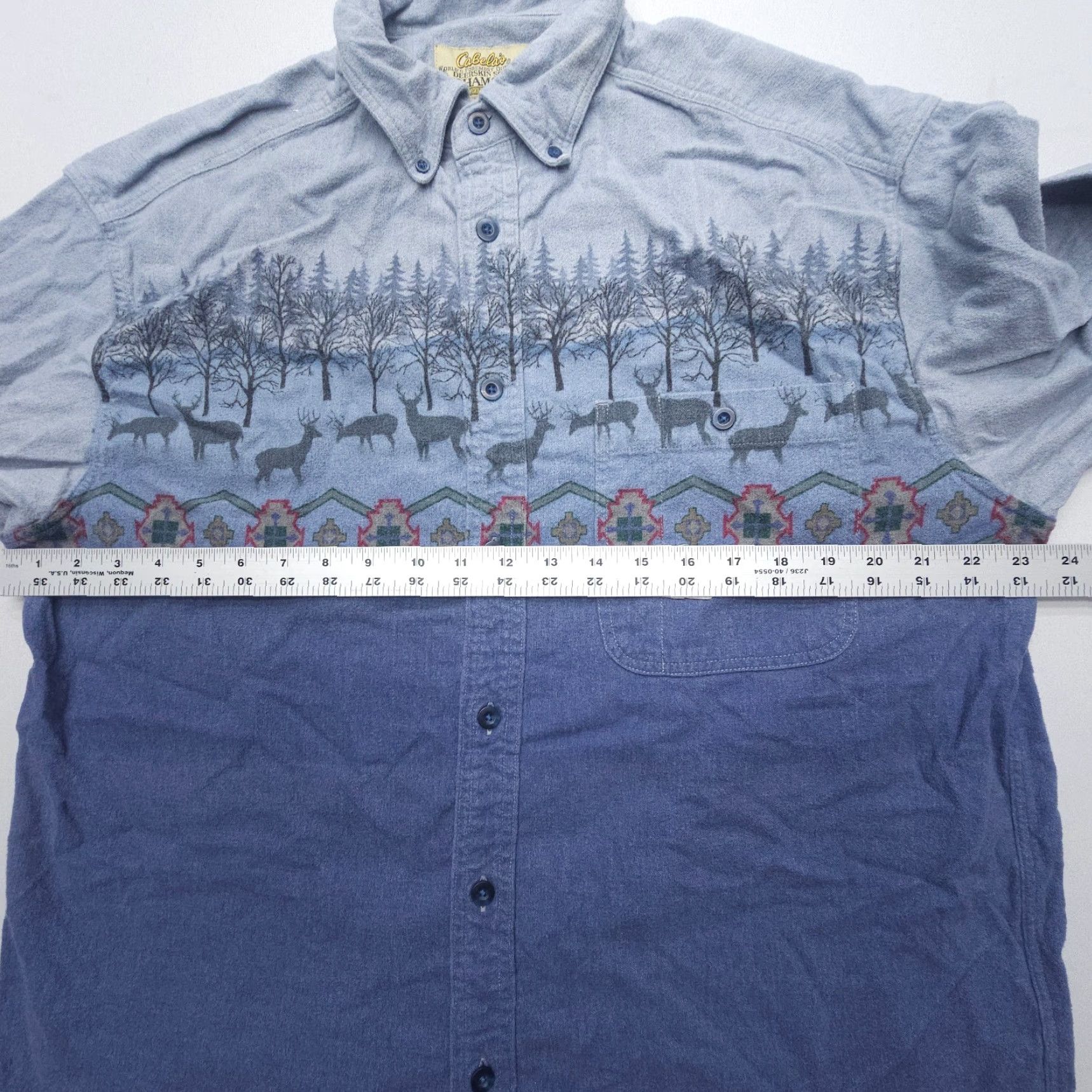 Vintage Cabela's Deerskin Soft Chamois Flannel Shirt Mens Large Blue Animal Print Western Button-Up Size US L / EU 52-54 / 3 - 7 Thumbnail