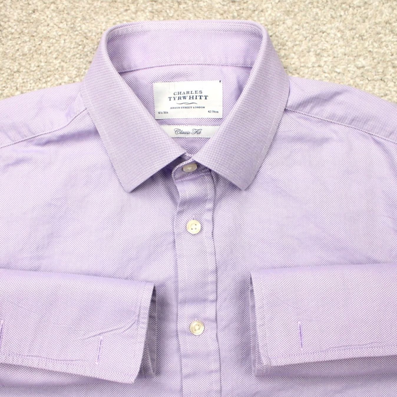Charles Tyrwhitt Charles Tyrwhitt Shirt Men 16 1/2 36 Purple Classic Fit French Cuff Long Sleeve Shirt Size US XL / EU 56 / 4 - 2 Thumbnail