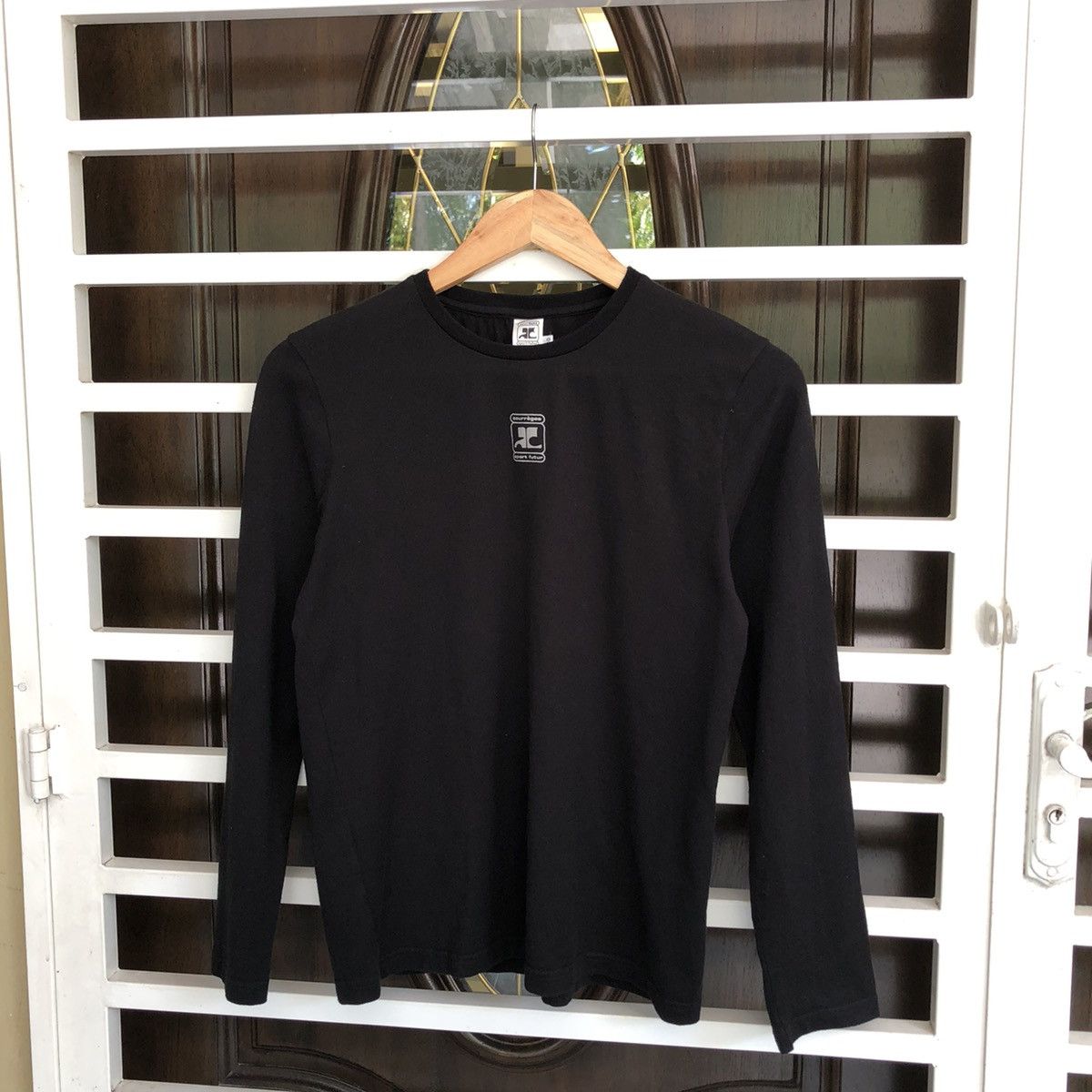 Courreges × Vintage Courrēges vintage Center Logo Longsleeve 🍒 Size S / US 4 / IT 40 - 1 Thumbnail