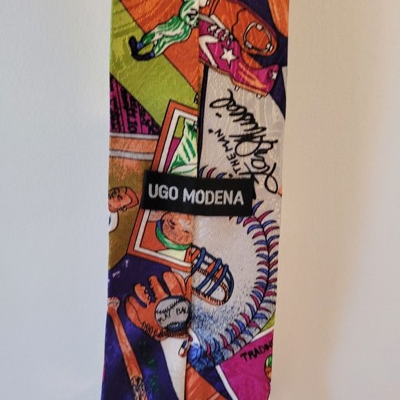 Vintage Ugo Modena Vintage 1992 Baseball Fan Necktie Nwot Size ONE SIZE - 5 Thumbnail