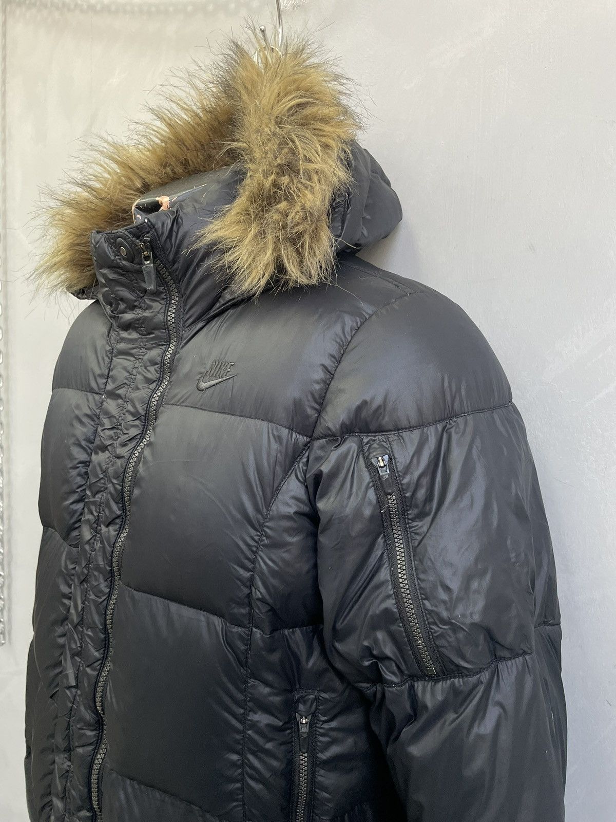 If Six Was Nine Nike Y2K Black Puffer Jacket Fur Hood if six was nine style Size US M / EU 48-50 / 2 - 4 Thumbnail