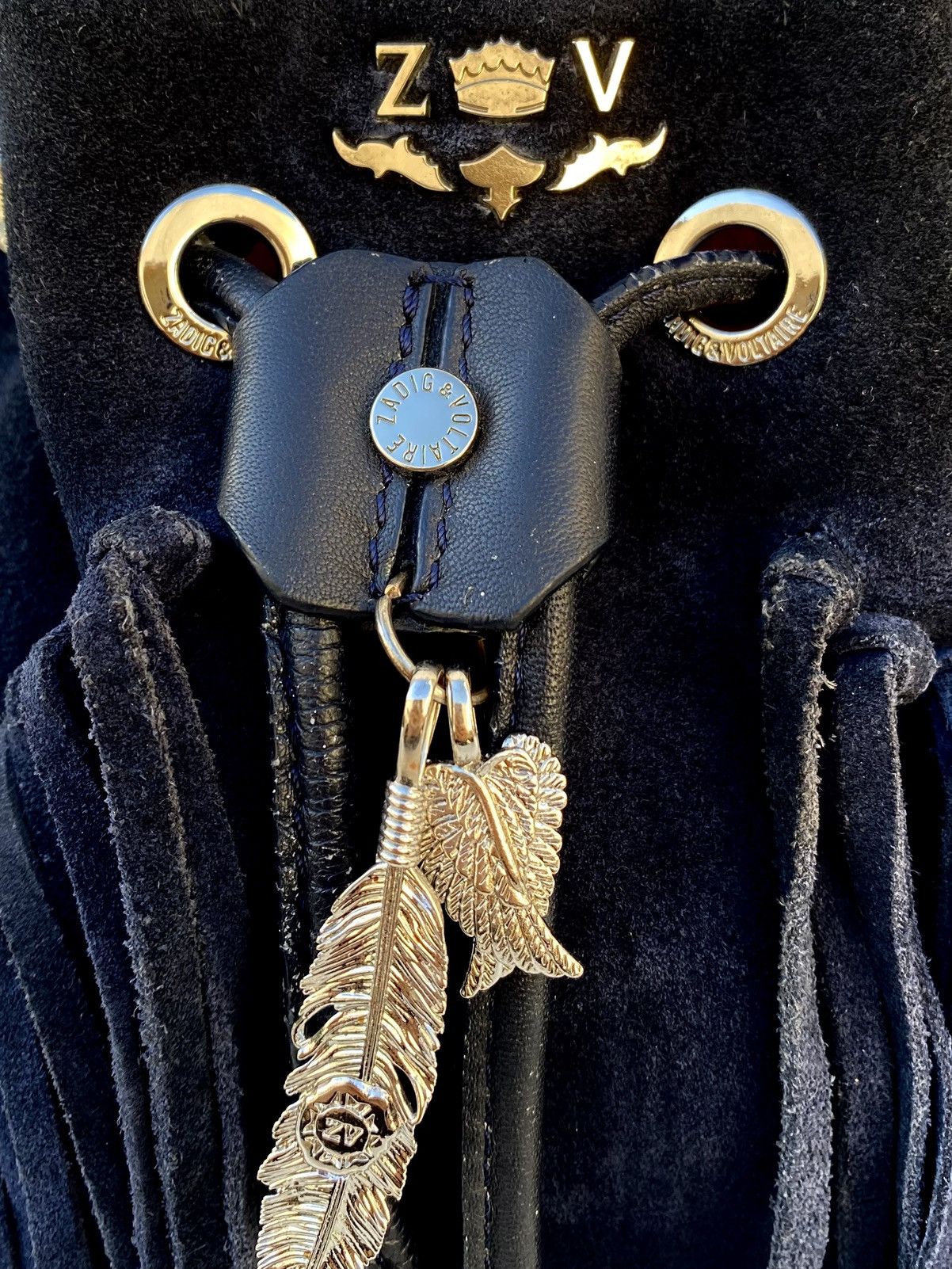Zadig & Voltaire Zadig & Voltaire Navy Suede Fringe Bucket Bag (2019–2021) Size ONE SIZE - 6 Thumbnail