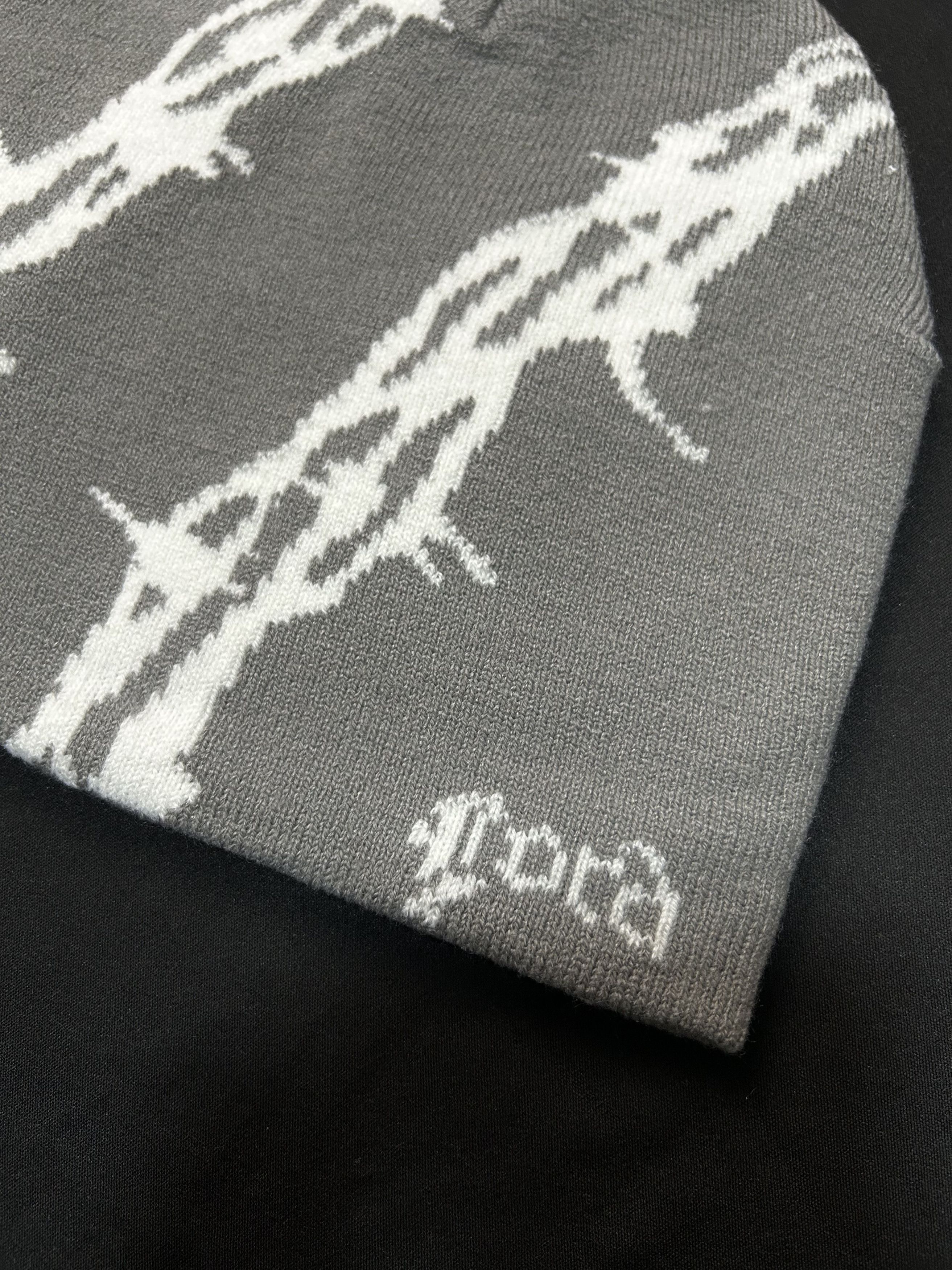 Japanese Brand Rare Barbed Wire Graphic Graphic No Cuff Knit Gray Beanie Size ONE SIZE - 2 Thumbnail