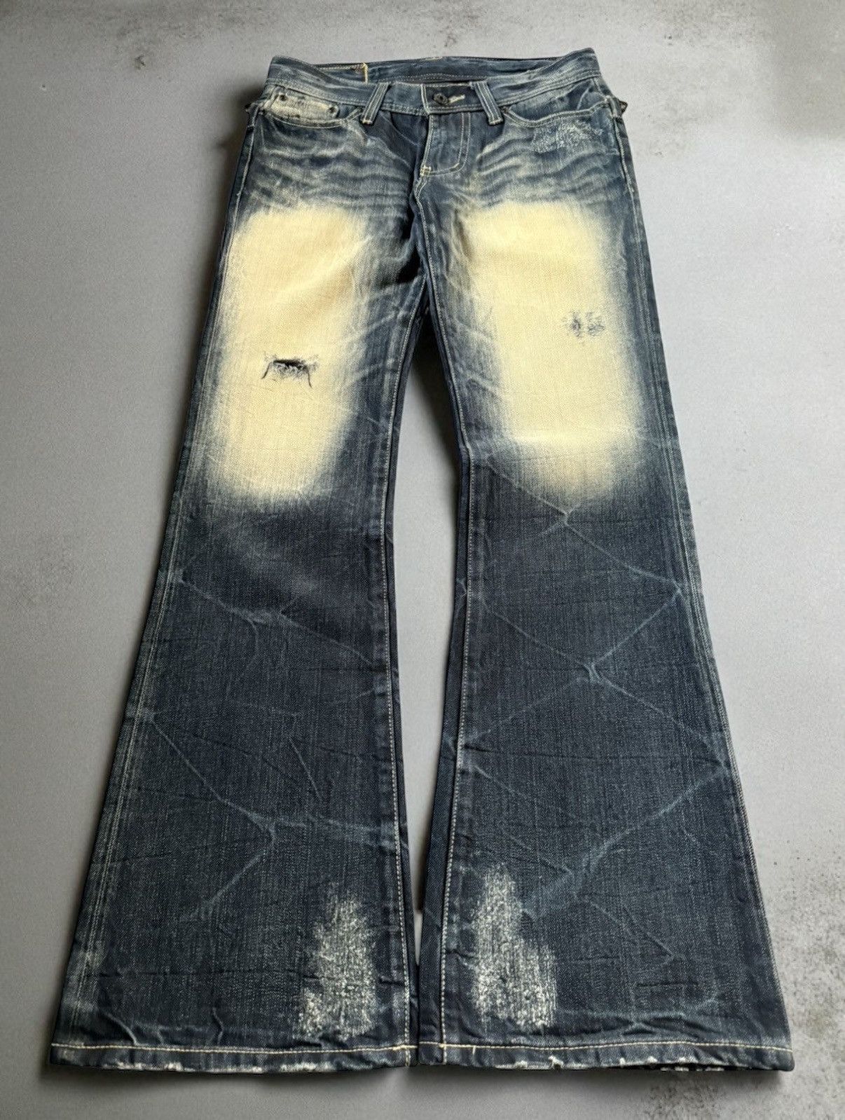 If Six Was Nine Trim Co Japan Wolf Cut Shadow Wash Studded Flared Jeans Size US 30 / EU 46 - 1 Thumbnail