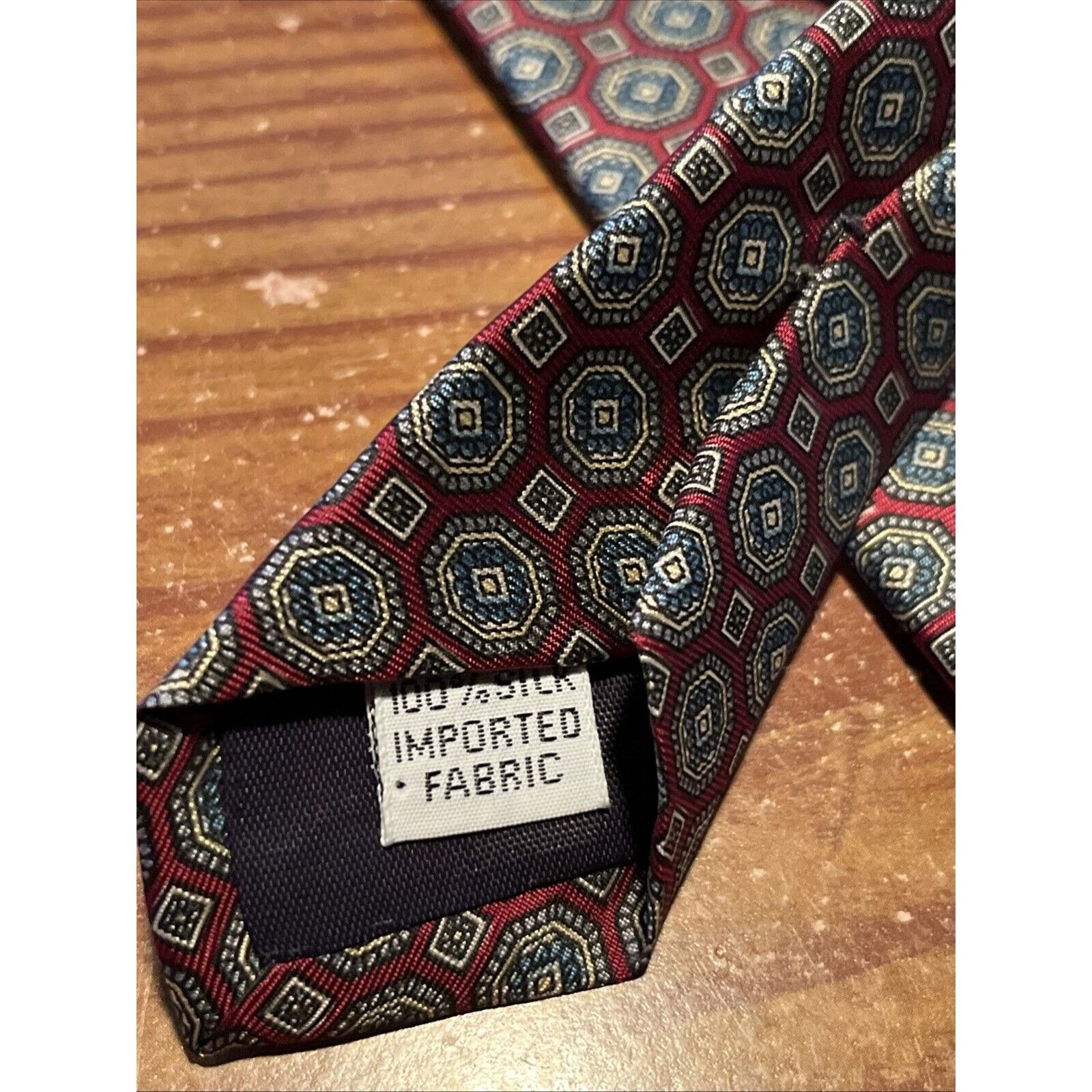 Evan Picone Evan-Picone Tie Necktie Burgundy Black X-Long Geometric Silk Size ONE SIZE - 5 Thumbnail