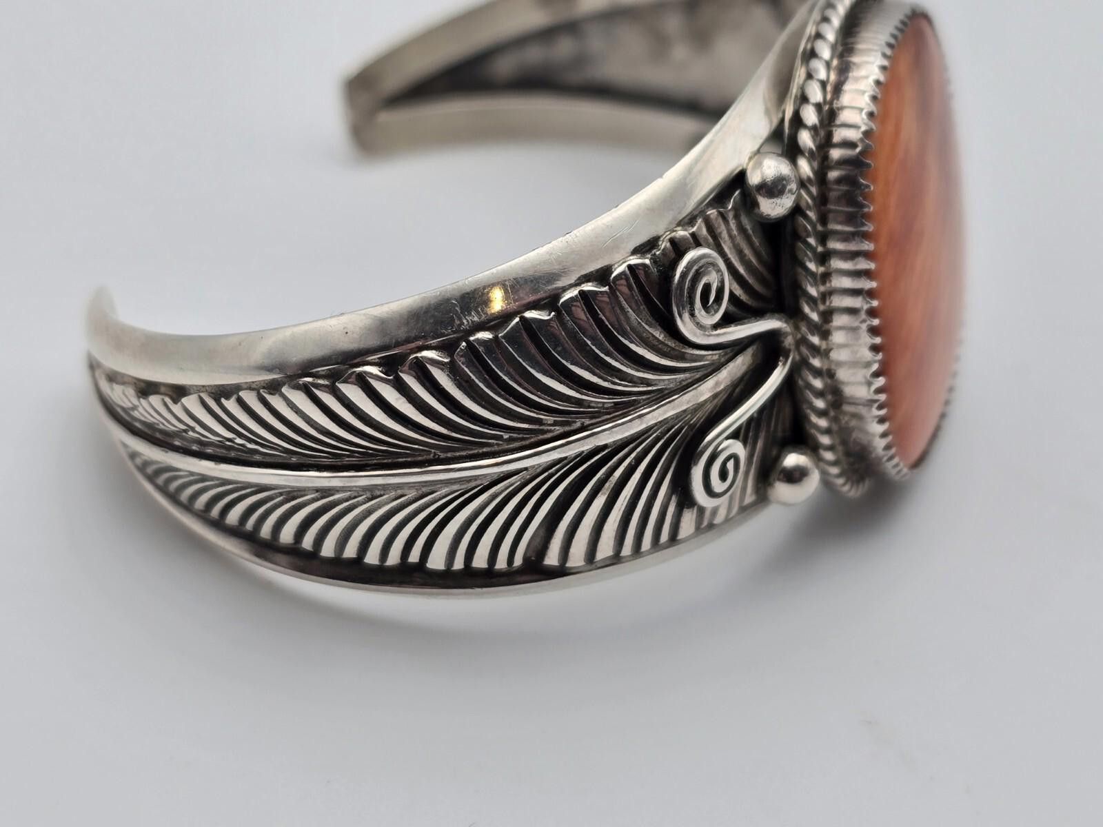 Other Signed Vintage Navajo Sterling Silver Leaf Cuff Tahe Size ONE SIZE - 5 Thumbnail
