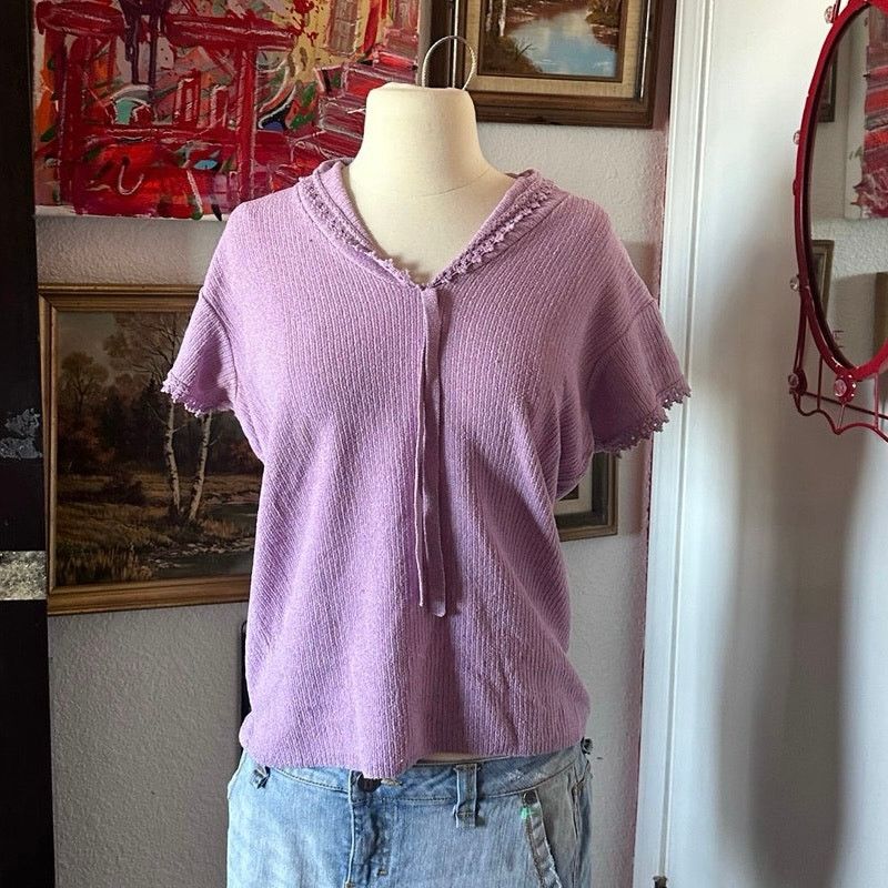 Other vintage short sleeve knit purple shirt Size L / US 10 / IT 46 - 1 Thumbnail