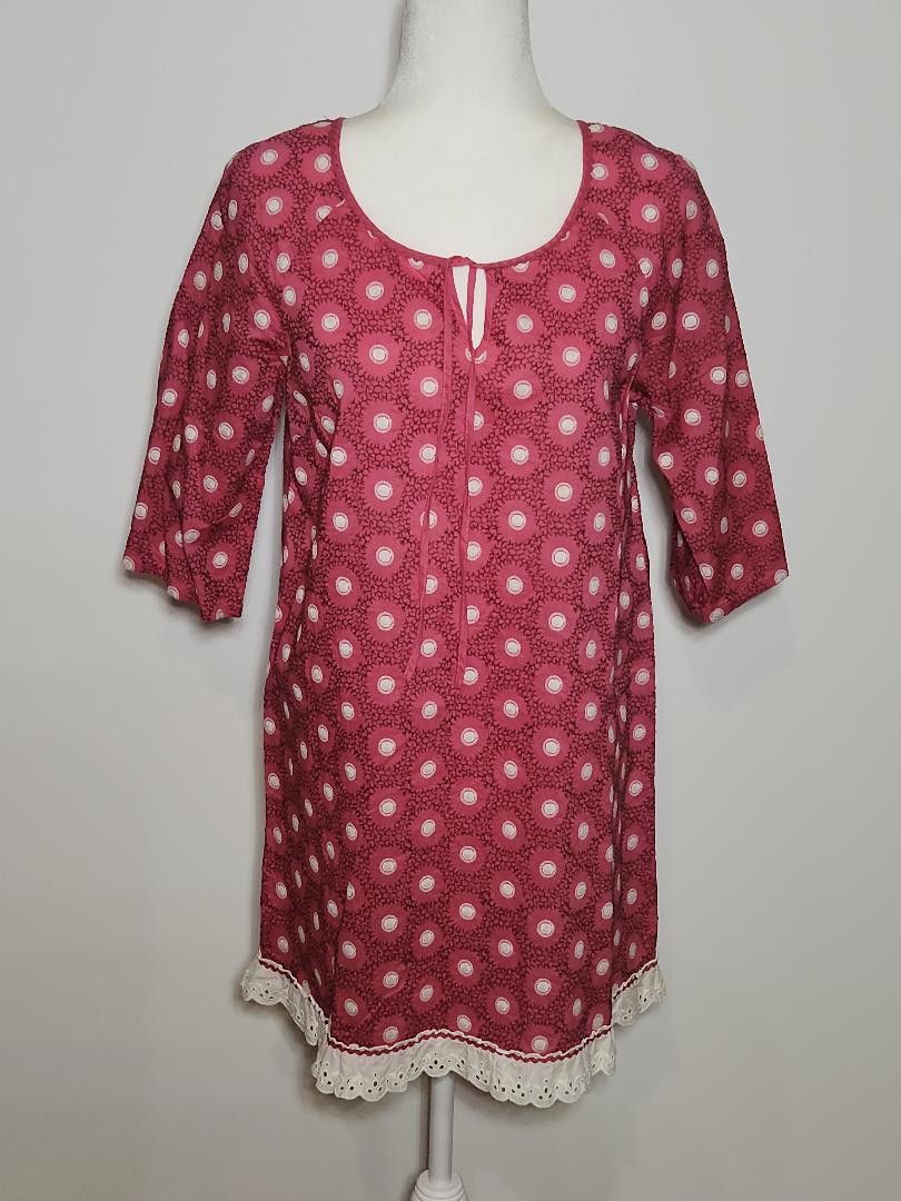 image of Juicy Couture Jeans Nwt! Juicy Couture Pink Dot Embroidered Dress Msrp $248, Women's (Size Medium)