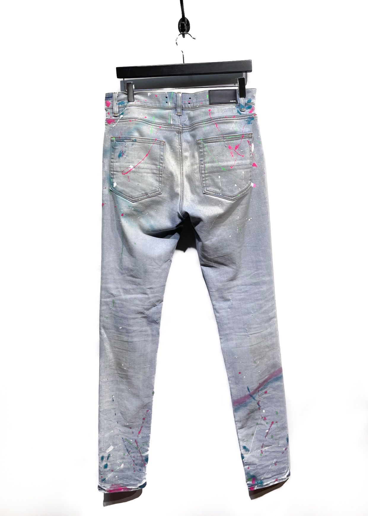 Amiri Amiri Light Blue Multicolour Paint Splattered Jeans Size US 33 - 3 Thumbnail