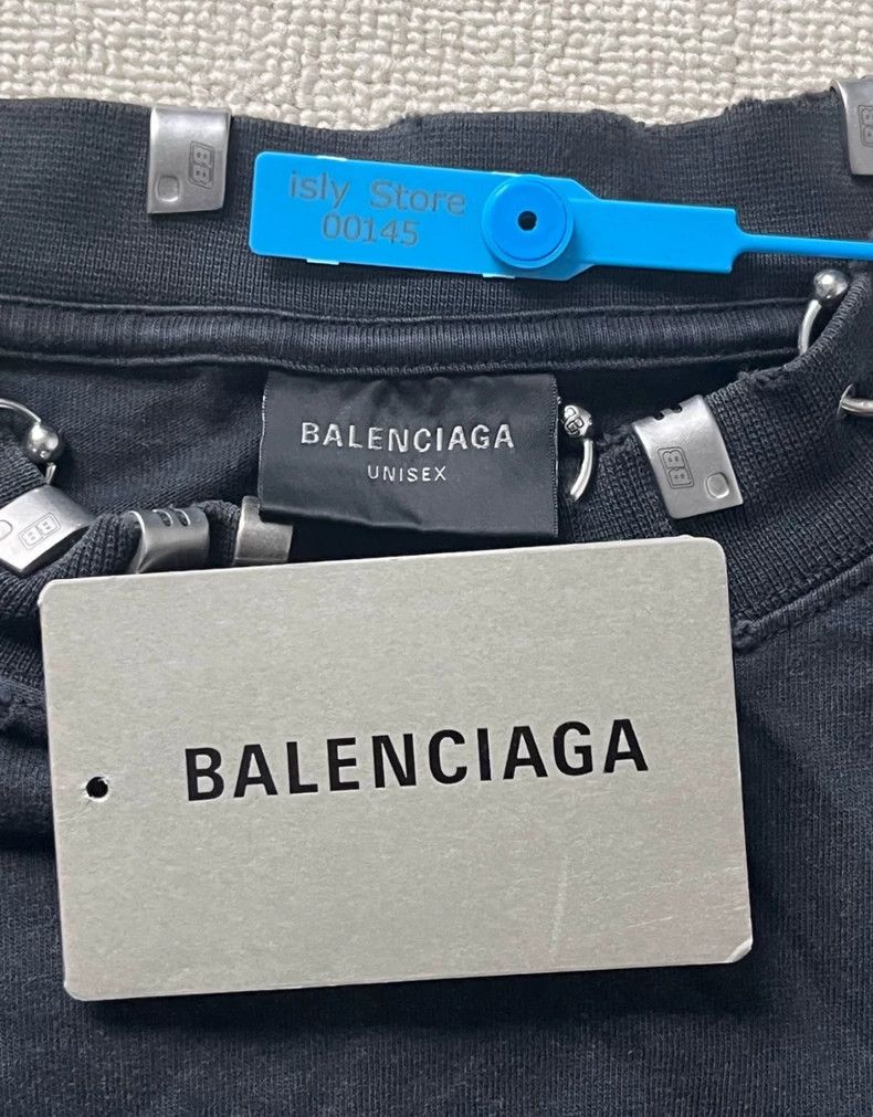 Balenciaga Balenciaga Rivet perforated old short-sleeved T-shirt Size US XL / EU 56 / 4 - 6 Thumbnail