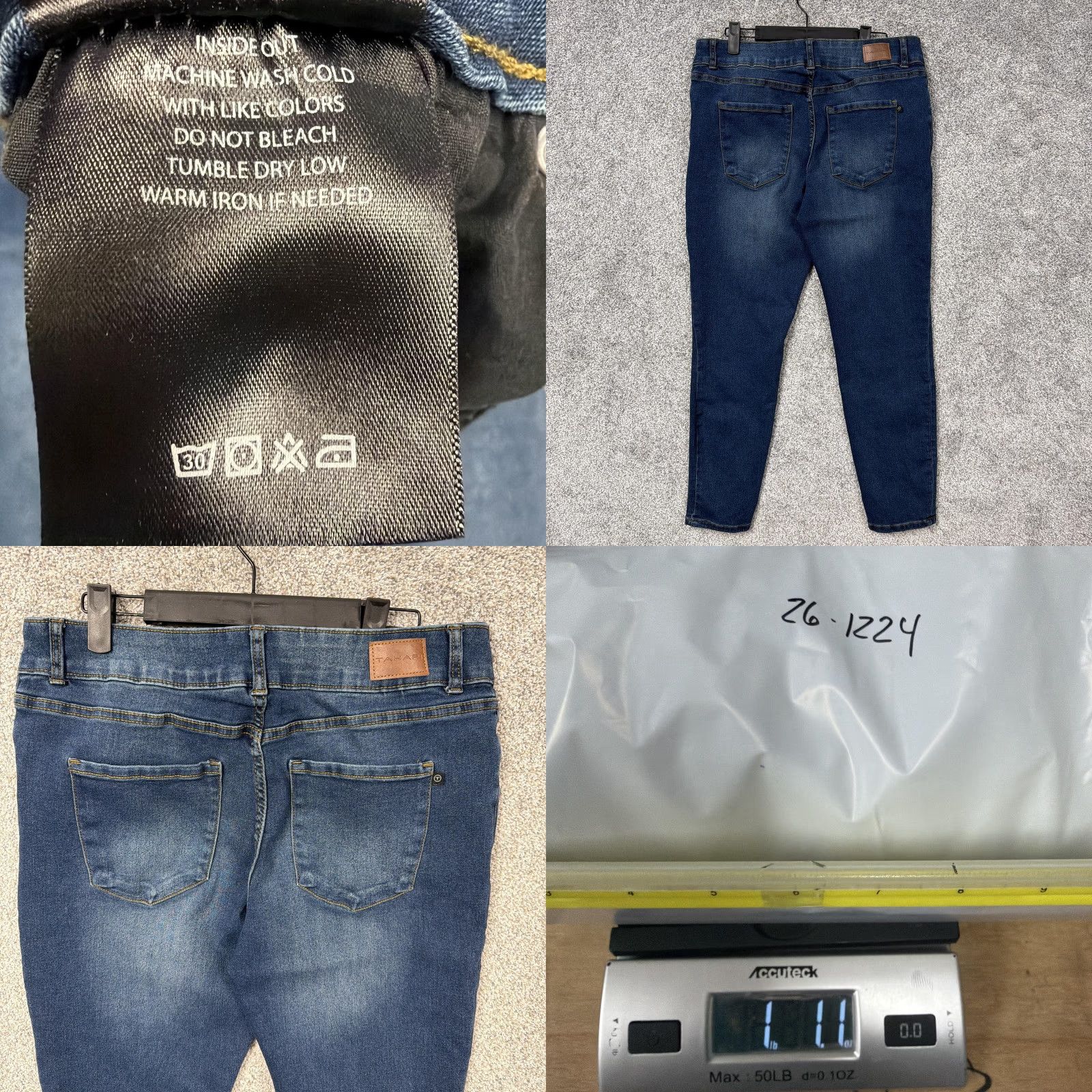 Vintage Tahari Jeans Womens 14/32 Blue Skinny Stretch Denim High Rise Regular 5-Pocket Pockets Denim Blue Size 36" / US 14 / IT 50 - 9 Thumbnail