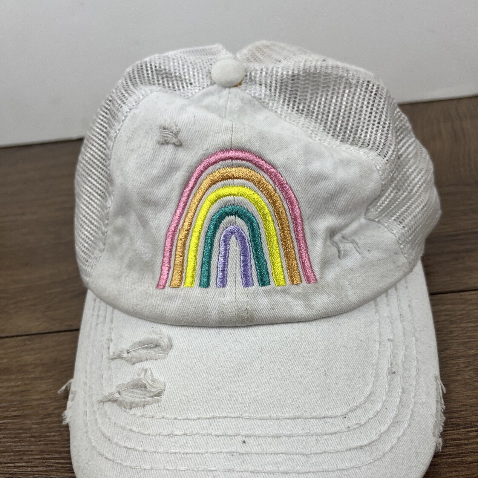 Other Rainbow Hat Rainbow White Hat Adjustable Adult Size Hat Whit Size ONE SIZE - 6 Thumbnail