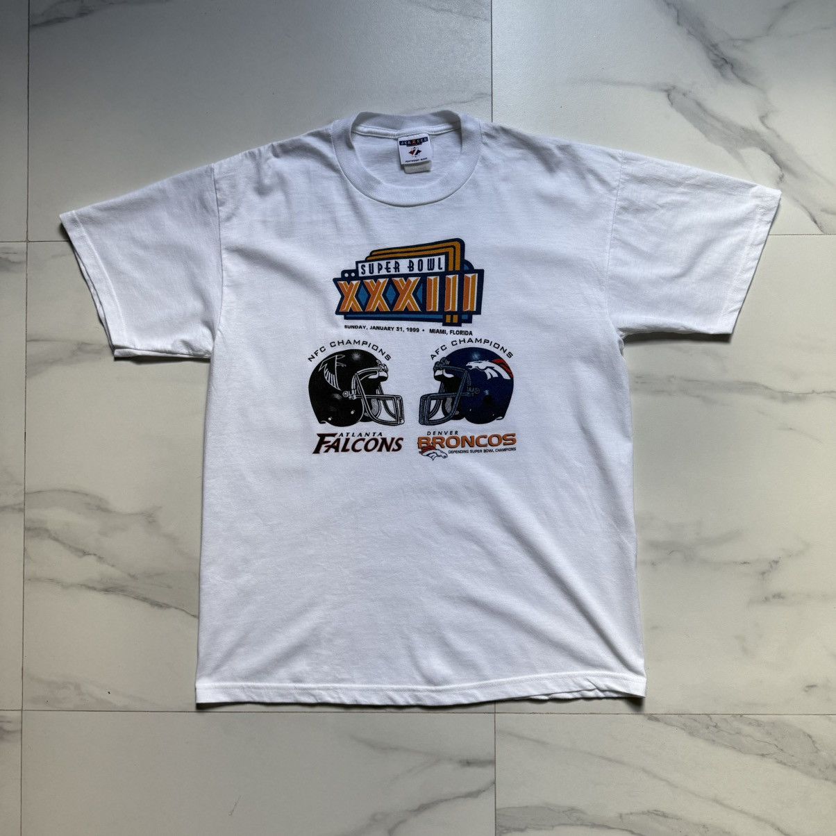 Jerzees Vintage SB XXXIII Falcons VS Broncos Tee Size US L / EU 52-54 / 3 - 2 Thumbnail