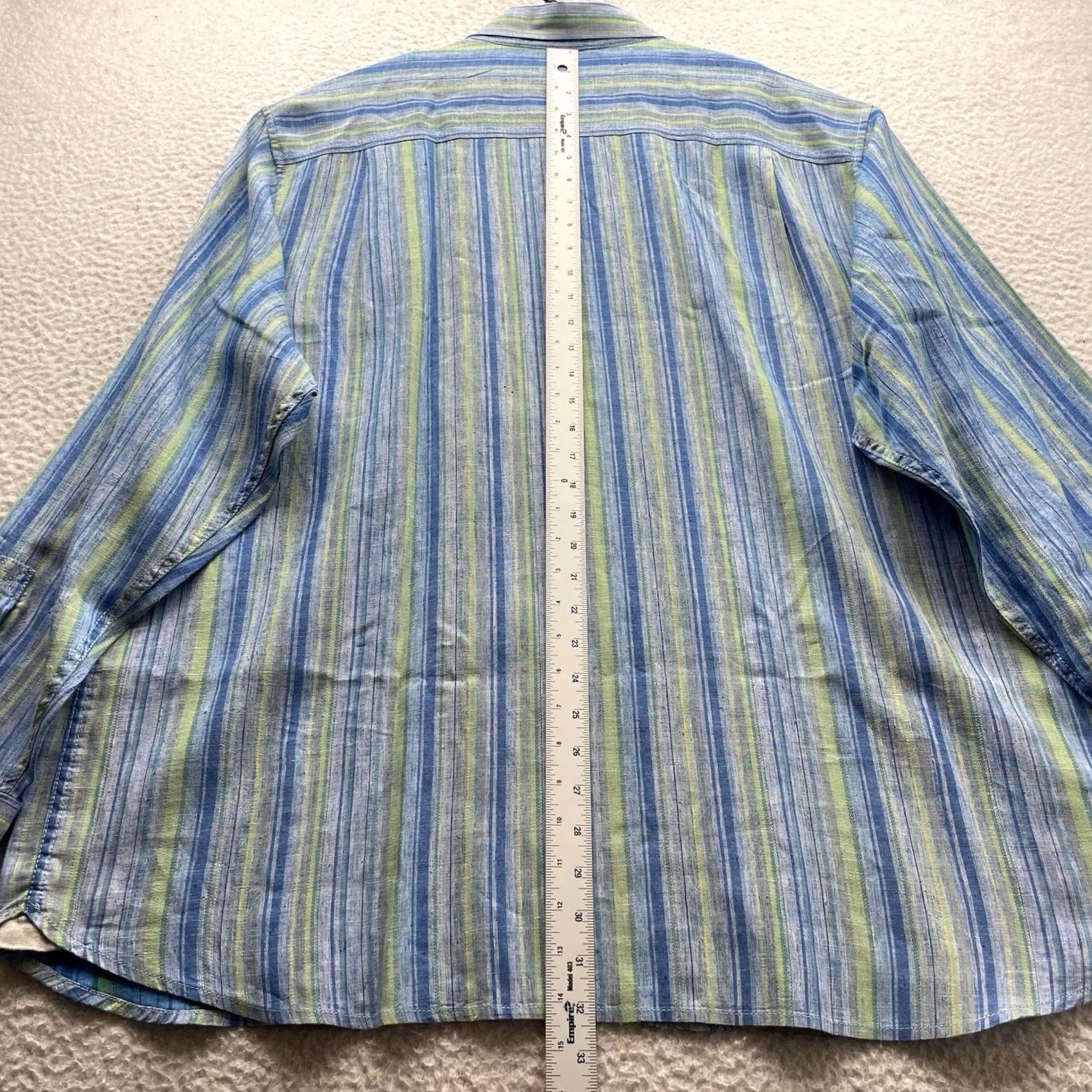 Tommy Bahama Tommy Bahama Shirt Mens 2XL Multicolor Striped Linen Blend Button Up Collared Beach Casual) (No, remove parenthesis) Size US XXL / EU 58 / 5 - 7 Thumbnail