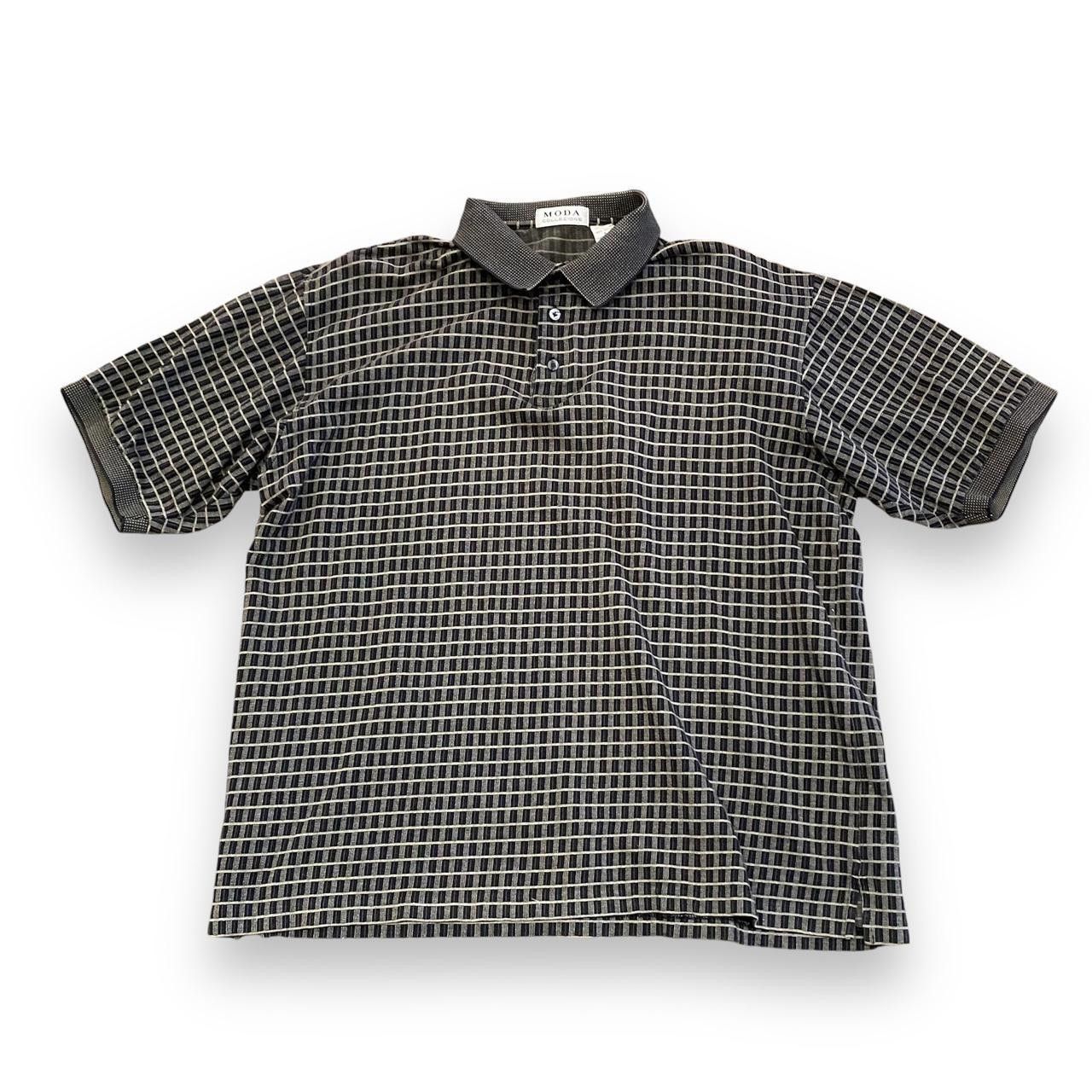 Designer Dark Grey/Tan Grid Polo Shirt Size US L / EU 52-54 / 3 - 1 Thumbnail